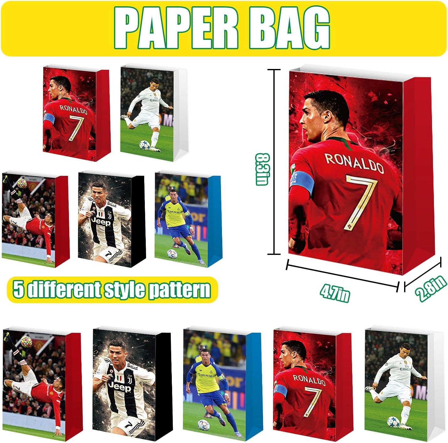 90 decoraciones de fiesta de estrella de fútbol incluyen 10 pulseras, 10 llaveros, 10 pines de botón, 10 bolsas de papel y 50 calcomanías,