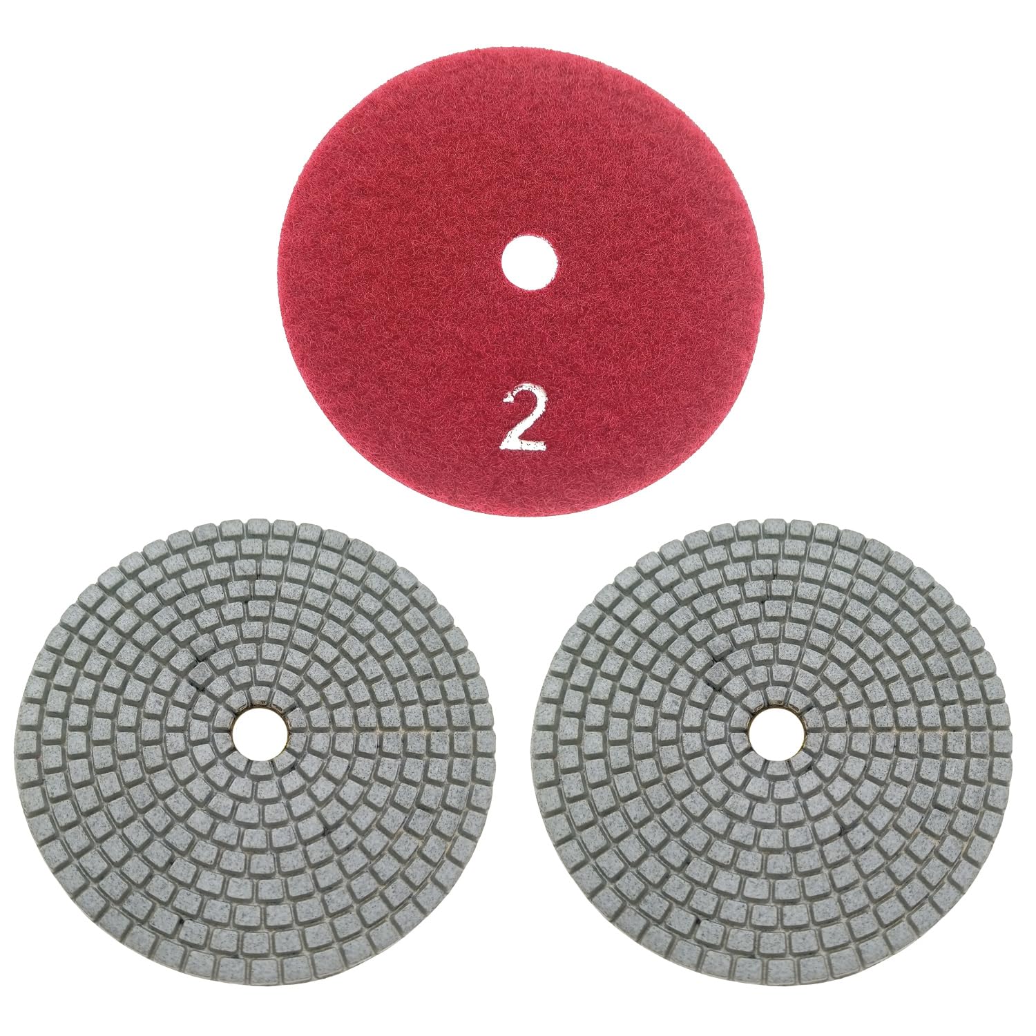 ComeFloor Almohadillas de pulido de diamante de 3 pasos húmedoseco de 4 pulgadas para granito, mármol, concreto, gancho y bucle, almohadillas de
