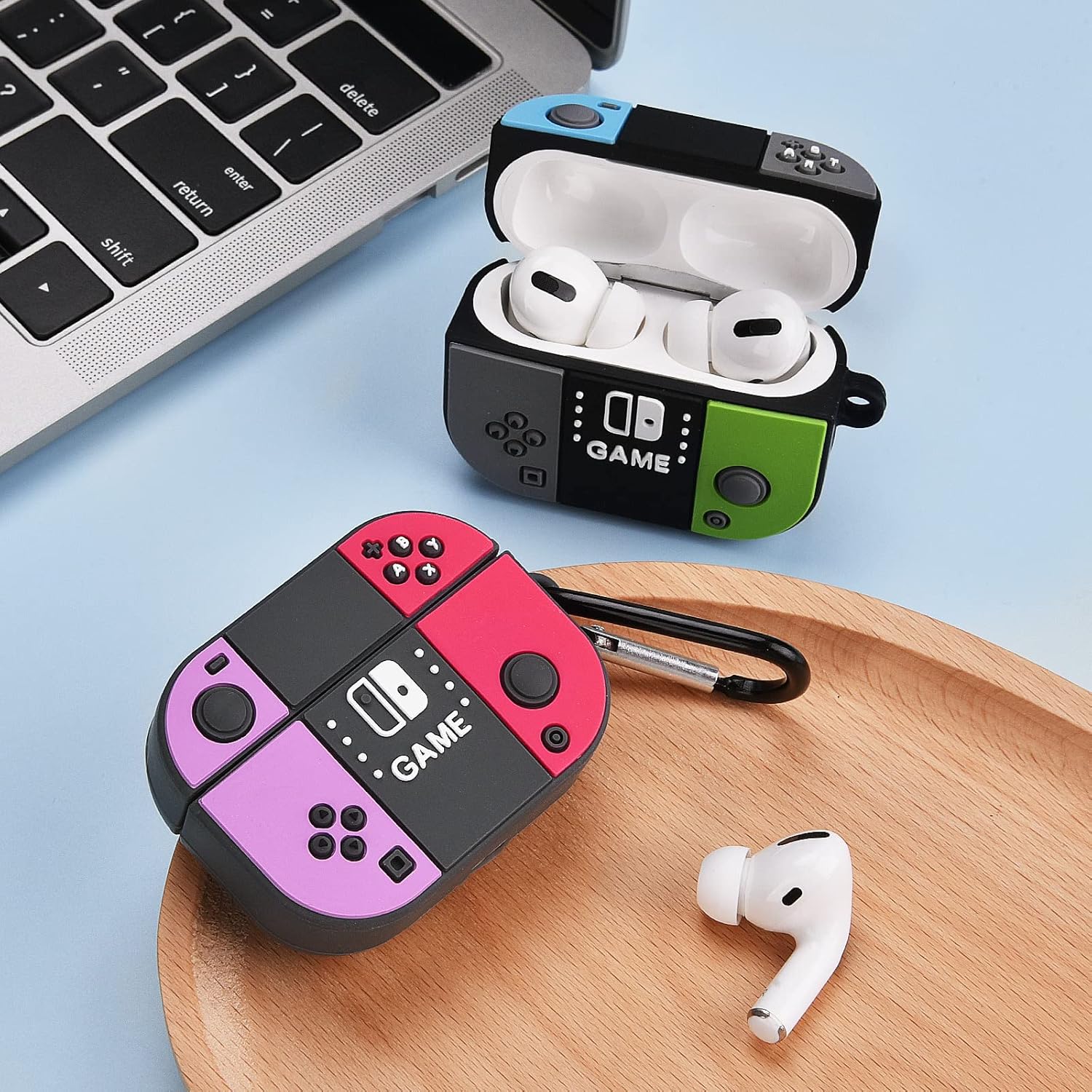 KOREDA Funda compatible con AirPods Pro de 12 generación, funda de diseño de juego Cool Switch para AirPods Pro, bonita funda de silicona de dibujos