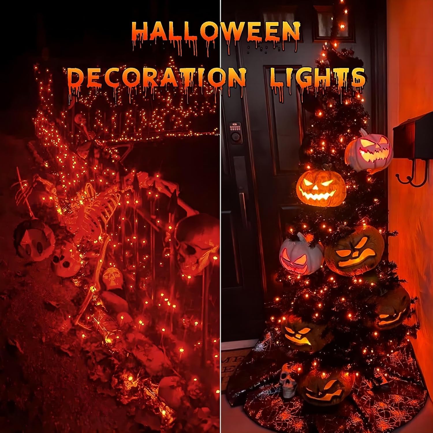 YEGUO 2 piezas de decoración de otoño para el hogar, total de 20 pies, 40 luces LED de hojas de arce con batería4 paquetes de 100 luces LED solares