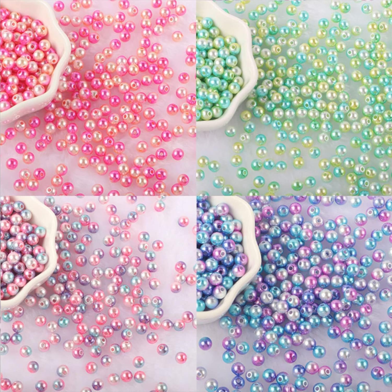 450 cuentas de perlas de imitación ABS de imitación de 0.315 pulgadas, 15 colores, cuentas de arco iris suaves para hacer joyas, aretes, collares,