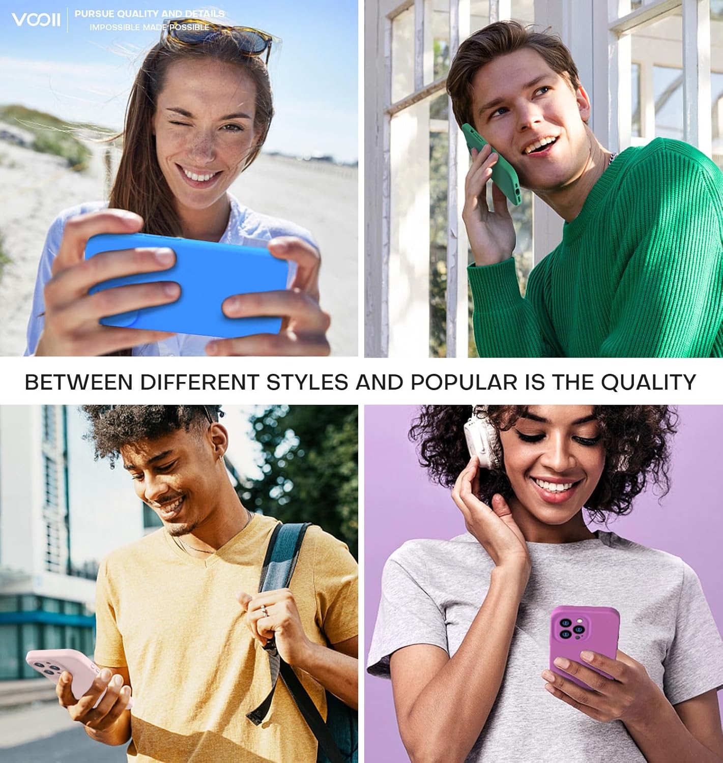 Vooii Funda compatible con iPhone 15 Pro Max, silicona de alta calidad mejorada, protección de cámara forro de microfibra suave antiarañazos a