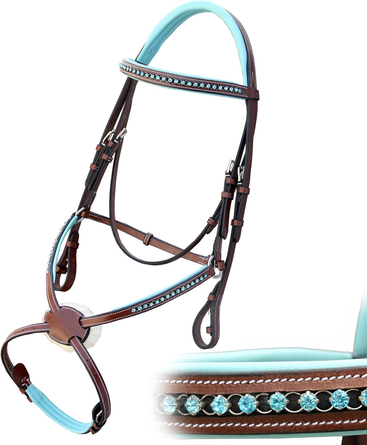 Exion Soft Lined con figura de 8 bridas y riñas de goma para caballos  Figura inglesa 8 Blue Bridle