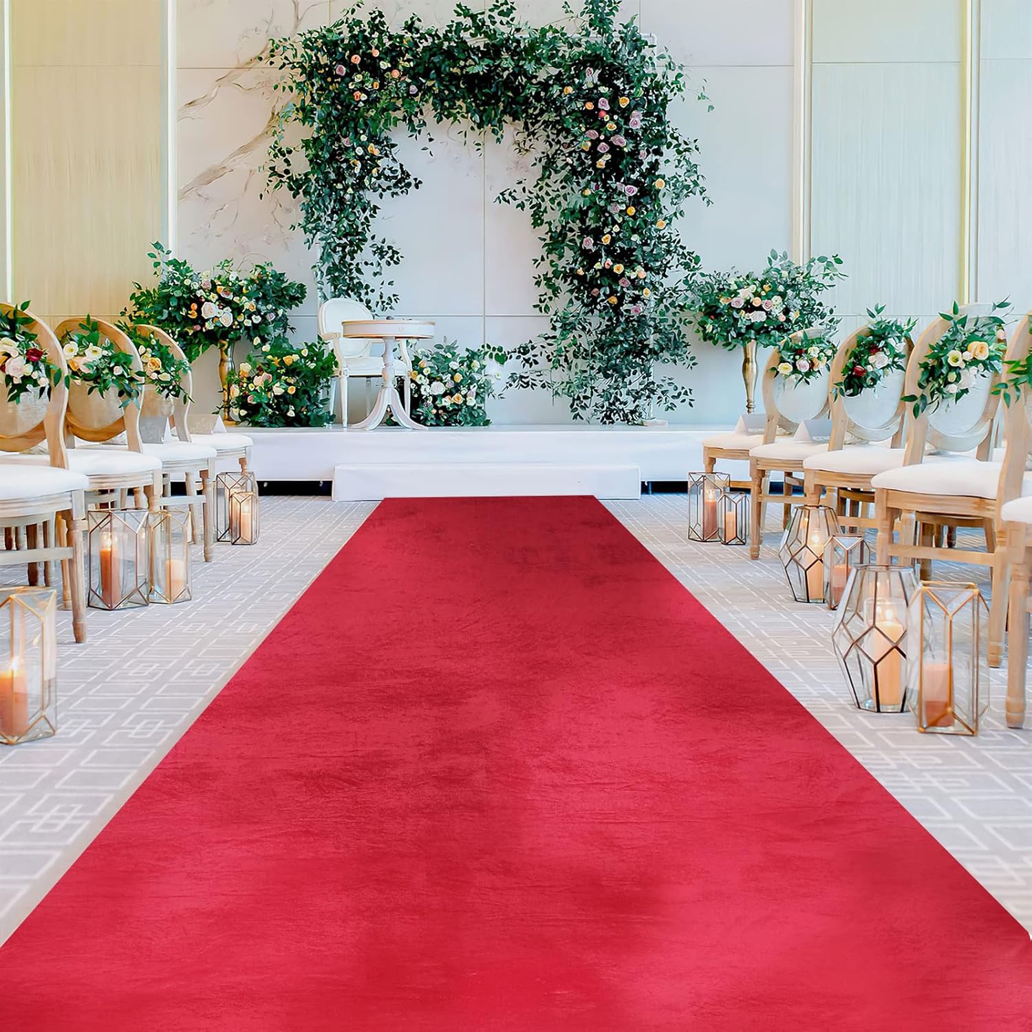 QueenDream Camino de pasillo para ceremonia de boda, camino de terciopelo burdeos de 4.5 x 15 pies, decoración de recepción de boda