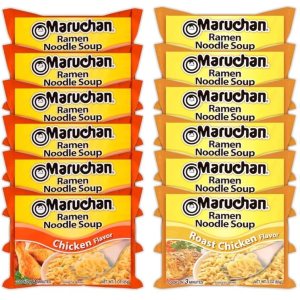 Maruchan Ramen – Mezcla variada de sopa de fideos instantáneos, 24 paquetes, 4 sabores, paquete de 6 camarones con chile lima, paquete de 6 pollo, Maruchan Ramen – Mezcla variada de sopa de fideos instantáneos, 24 paquetes, 4 sabores, paquete de 6 camarones con chile lima, paquete de 6 pollo,