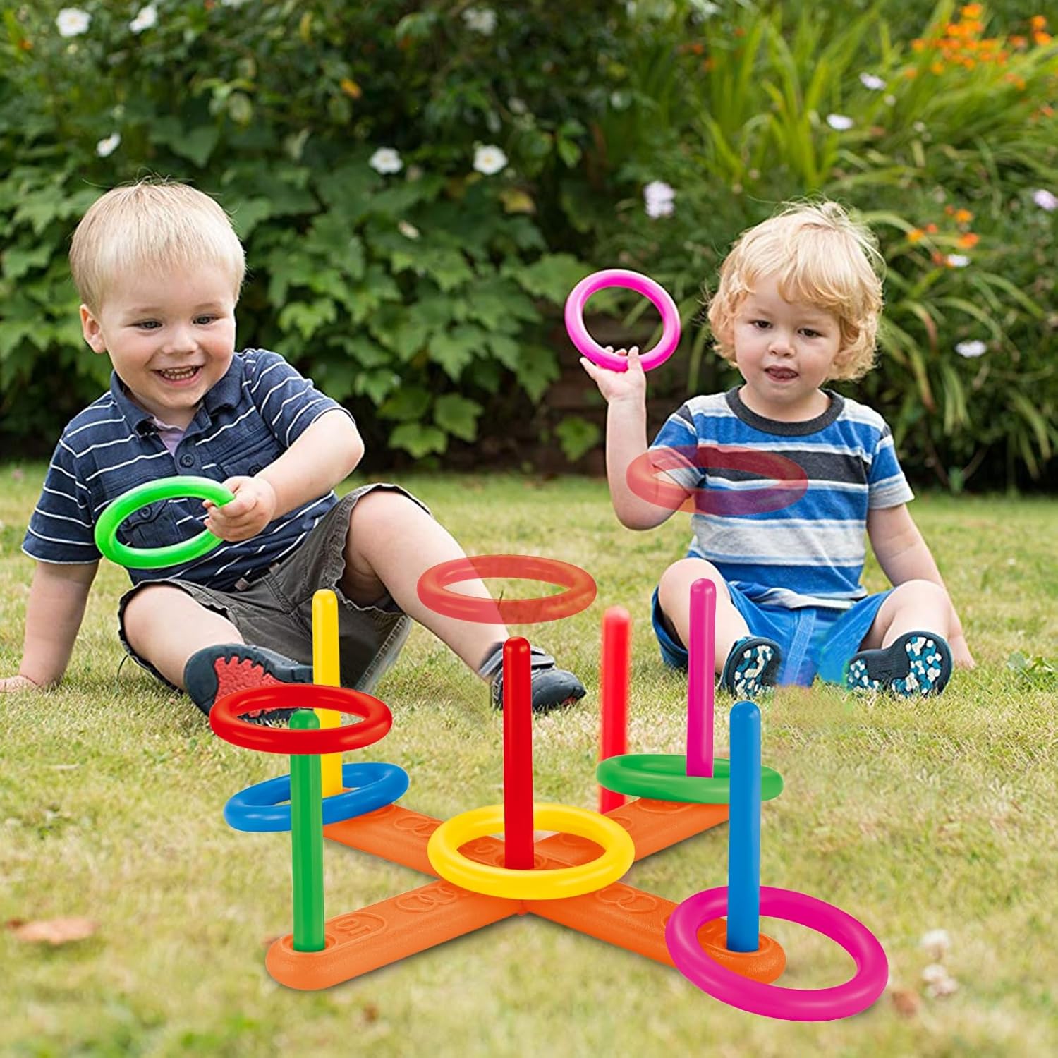 GOODLYSPORTS Juego de lanzamiento de anillos 4 en 1 para niños. Juegos de carnaval para fiestas infantiles con bolsas de frijoles para lanzar,