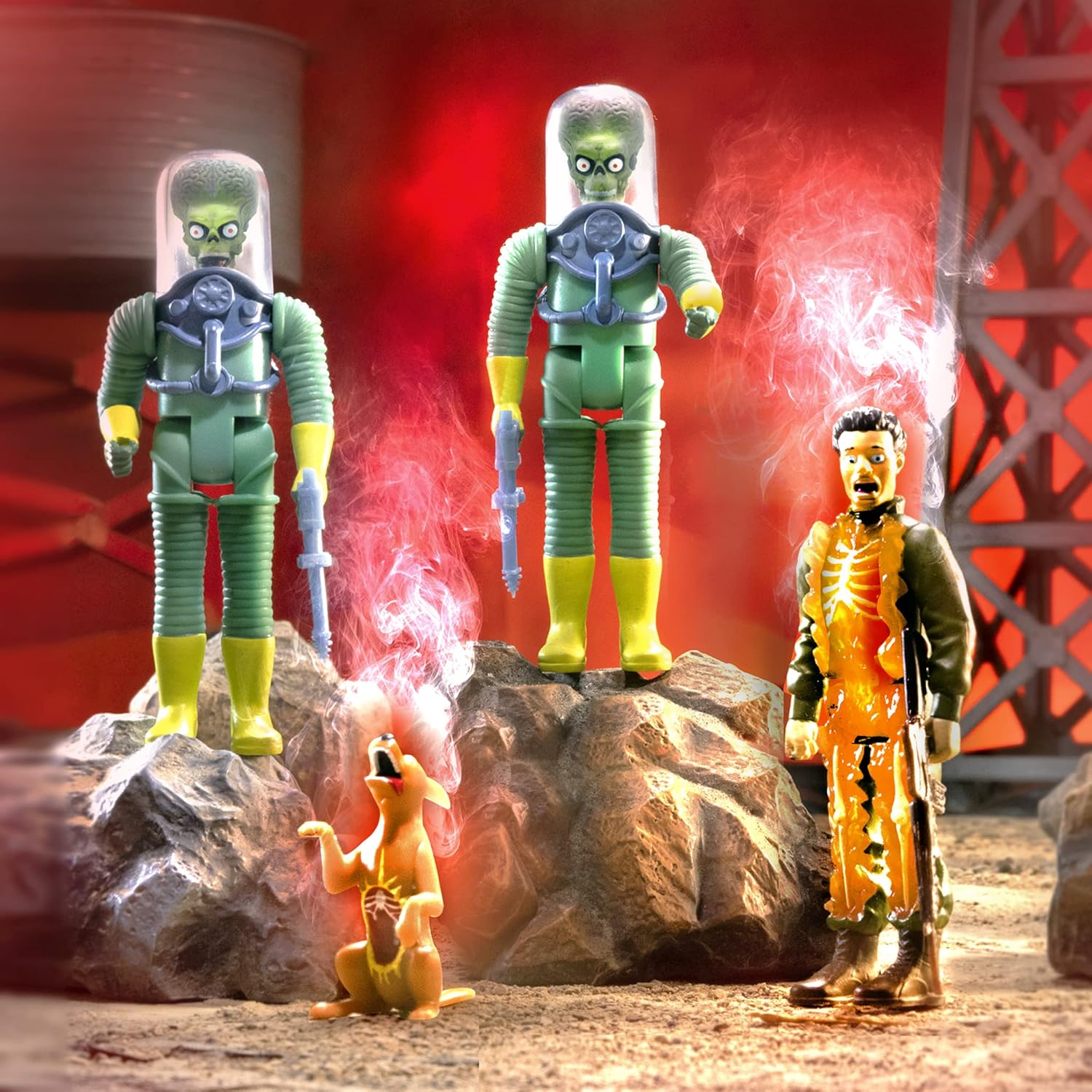 Super7 Mars Attacks Martian The Invasion Begins – Figura de acción de Mars Attacks de 3.75 pulgadas con accesorio, coleccionables vintage y juguetes