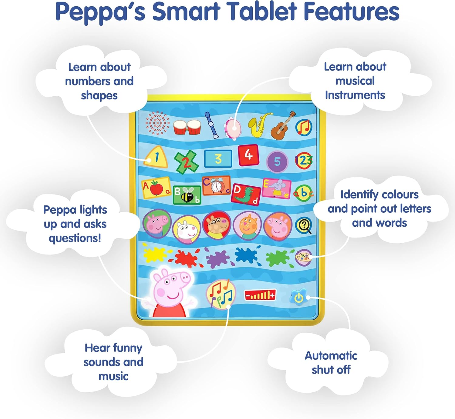 Peppa Pig PP04 Peppa’s Smart Tablet Toy para niños, multiaprendizaje interactivo y desarrollo infantil, colores, números y reconocimiento de letras