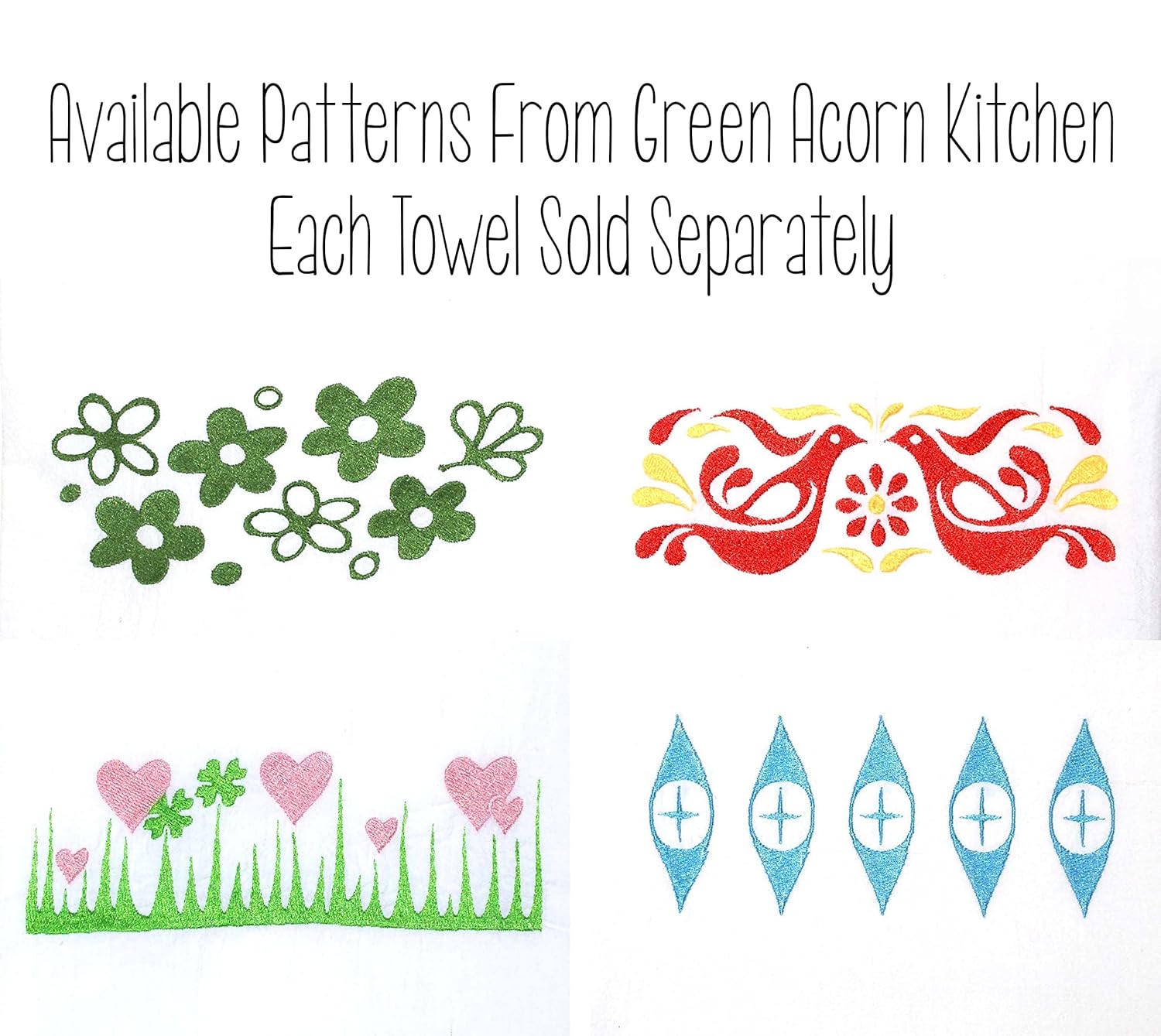 Embroidered Flour Sack Towel – Vintage Pyrex Pattern – Pyrex Eyes – 26 inch x 26 inch – Kitchen Dish Towel – Handmade by Green Acorn Kitchen