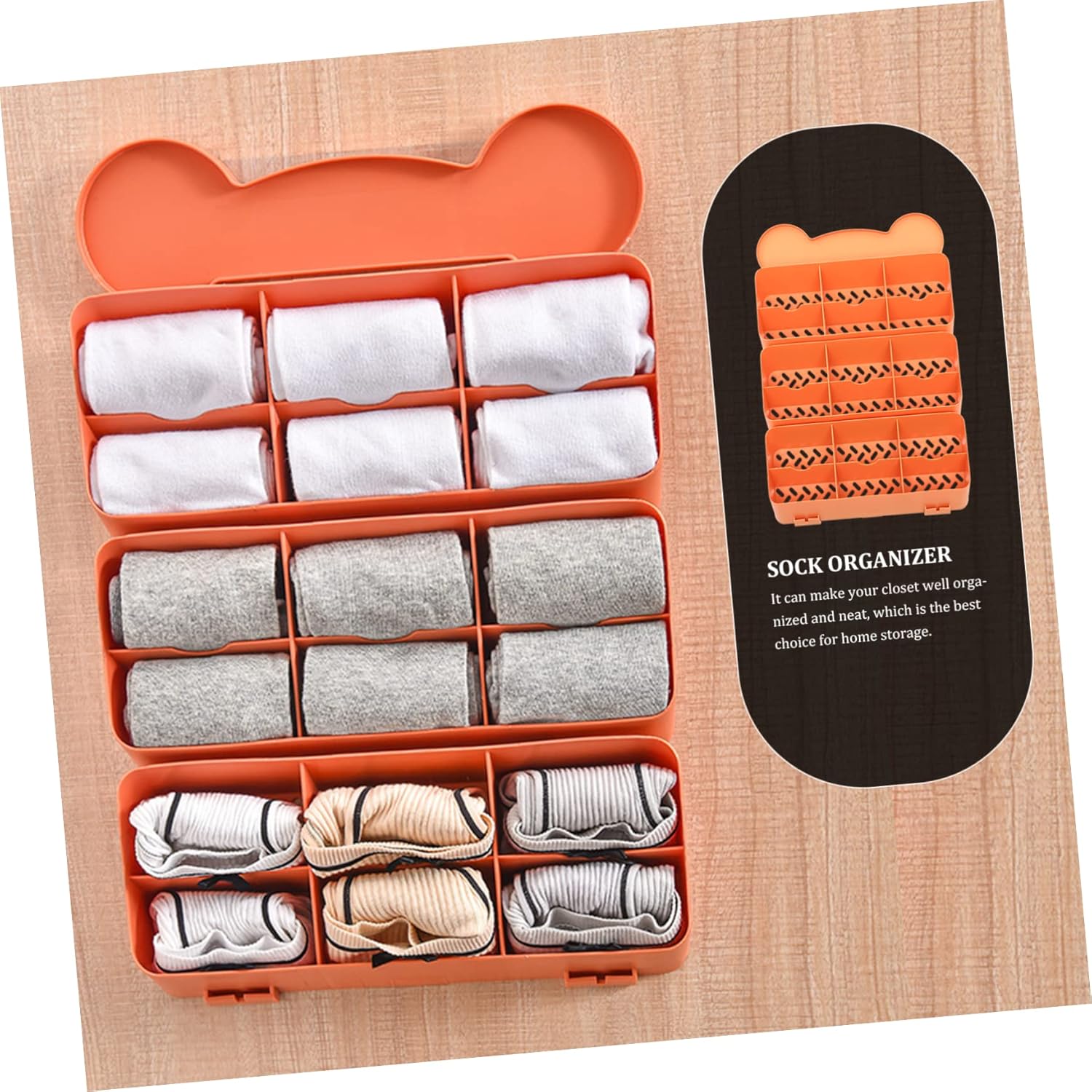 ABOOFAN Caja de almacenamiento de calcetines, organizadores de armario y almacenamiento para colgar ropa interior, divisores de ropa interior,