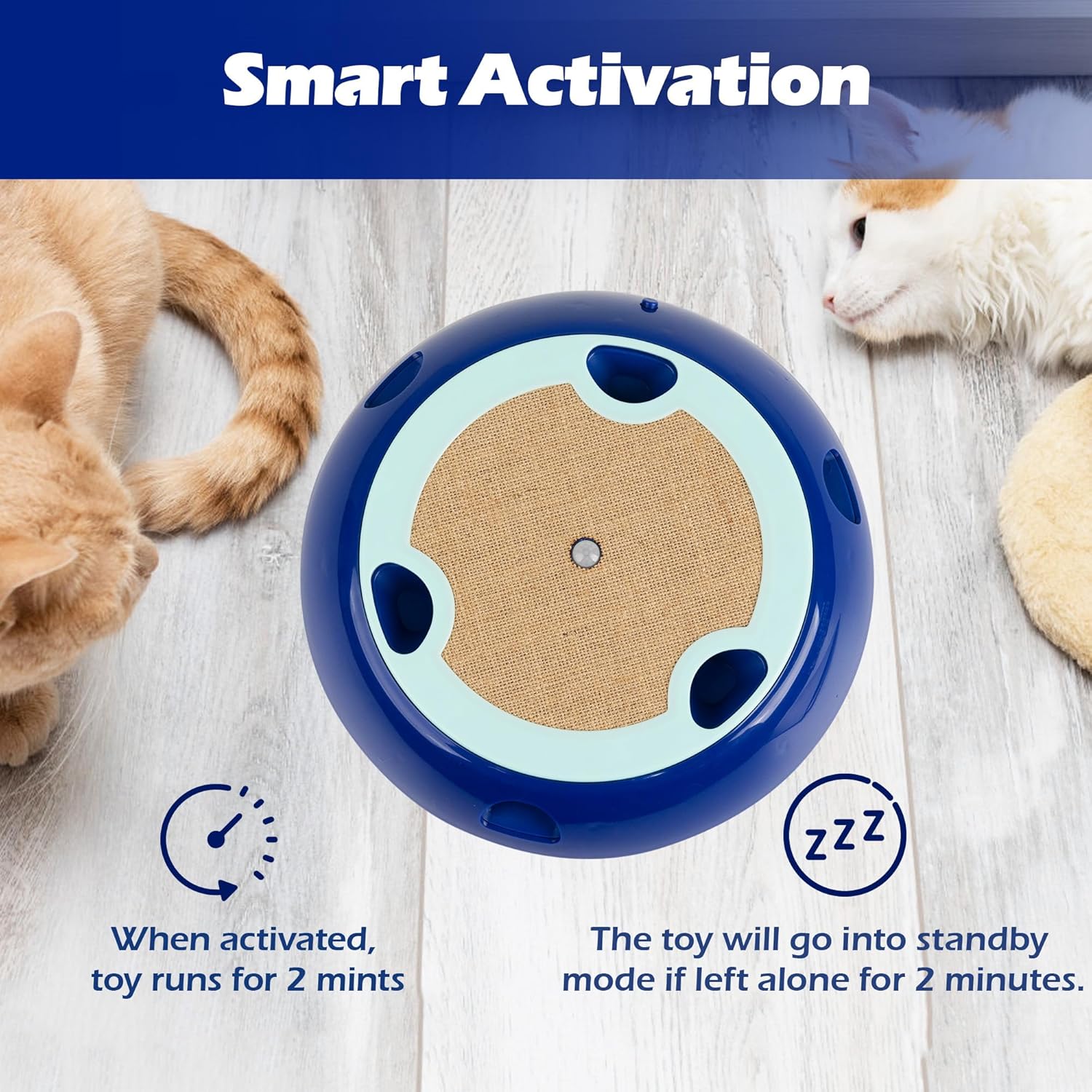 PetPrime Juguetes interactivos 2 en 1 para gatos de interior, juguete electrónico para gatitos con alfombrilla de yute, lindo juguete de ratón