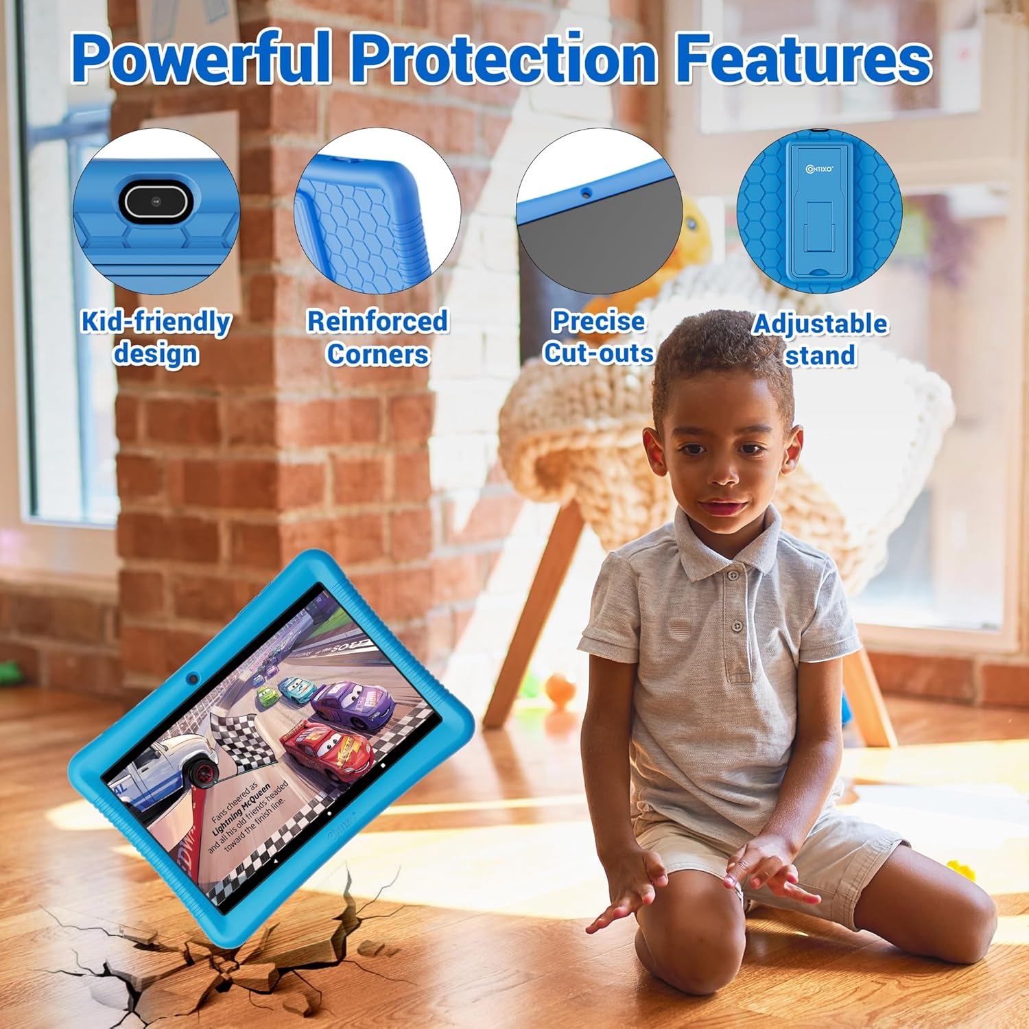 Contixo Tableta infantil K102-HD de 10 pulgadas, para niños de 3 a 7 años, control parental, Android 10, 64GB, WiFi, tableta de aprendizaje para