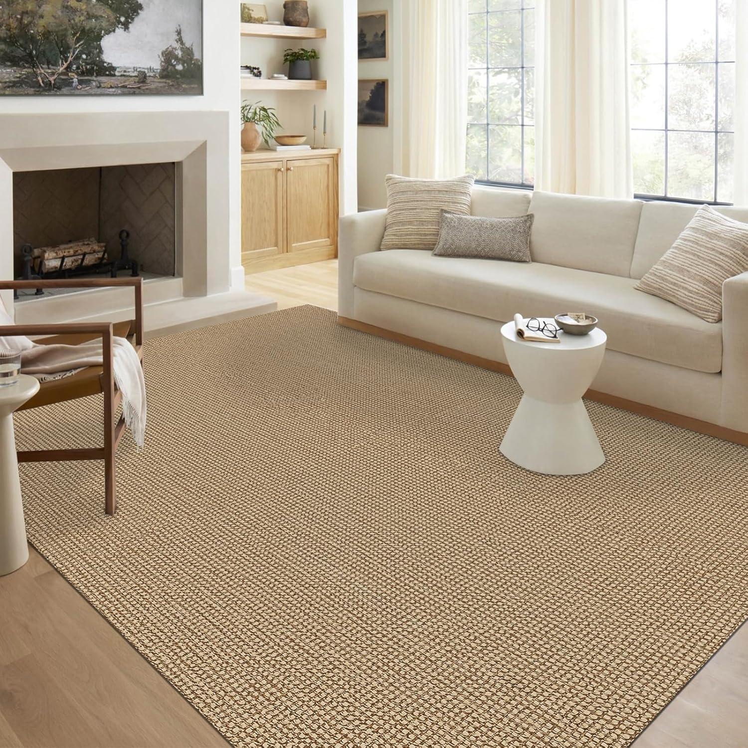KOZYFLY Alfombras bohemias para sala de estar, alfombra lavable de área grande para dormitorio, alfombra natural de gran tamaño para suelo,