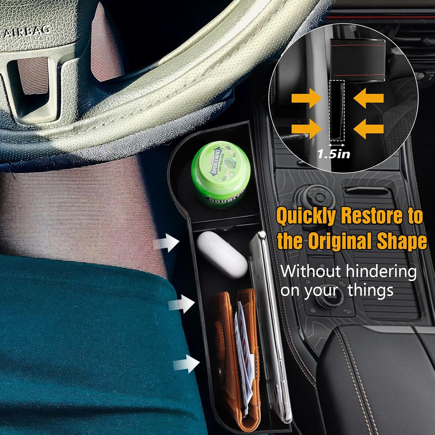 Organizador de espacio para asiento de automóvil, 2 paquetes multifuncionales de accesorios de automóvil con soporte para tazas para teléfono,