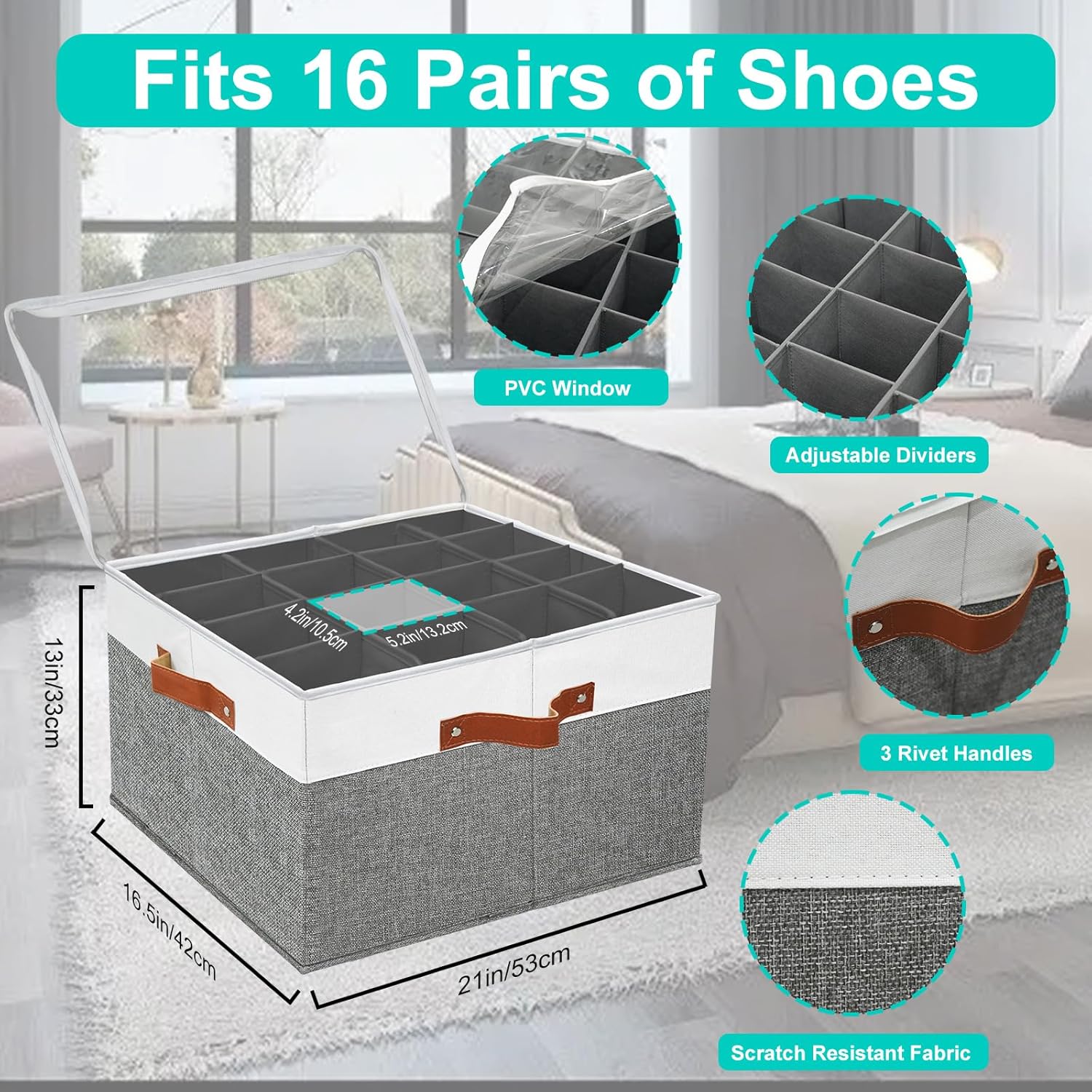 storasier Organizador de almacenamiento de zapatos para armario, caja de almacenamiento de zapatos apilable para entrada, armario de almacenamiento