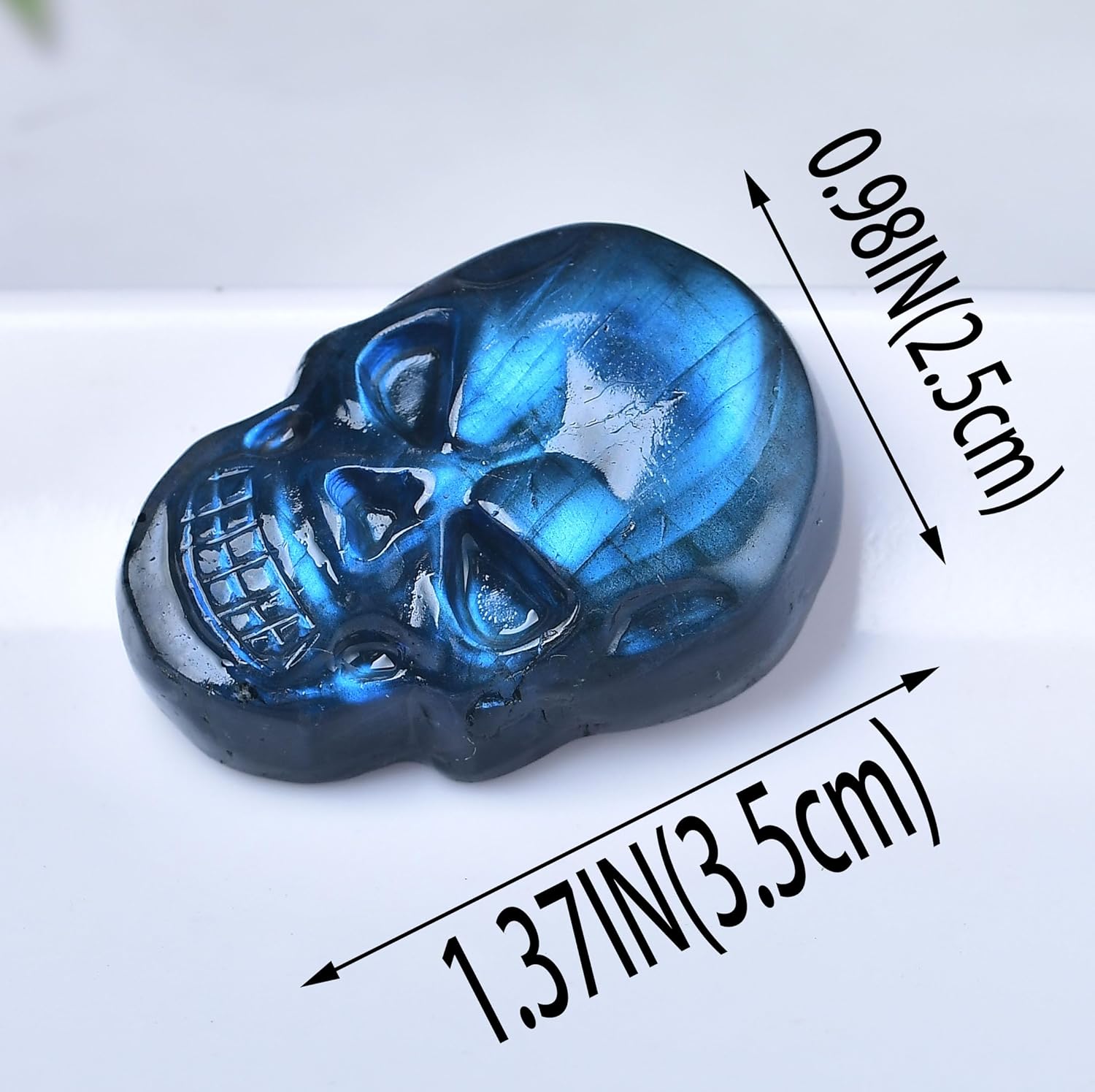 WUYOUSHI 1 pieza de cristal de calavera de labradorita natural tallado de 1.18 a 1.37 pulgadas de piedra preciosa curativa para decoración de