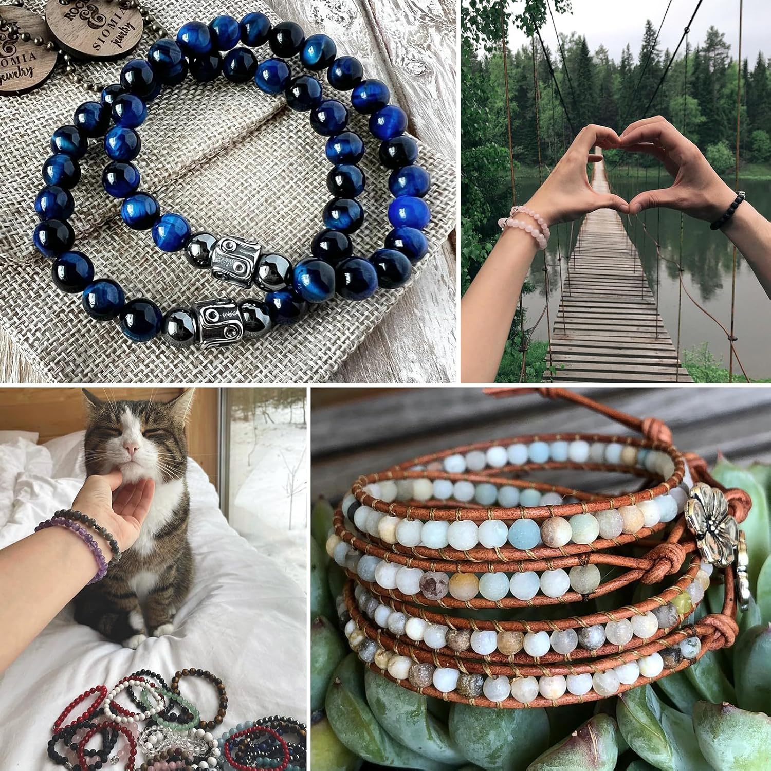 45 cuentas de piedras preciosas redondas sueltas de ojo de tigre negro natural azul natural de 0.315 pulgadas para la fabricación de joyas, pulseras