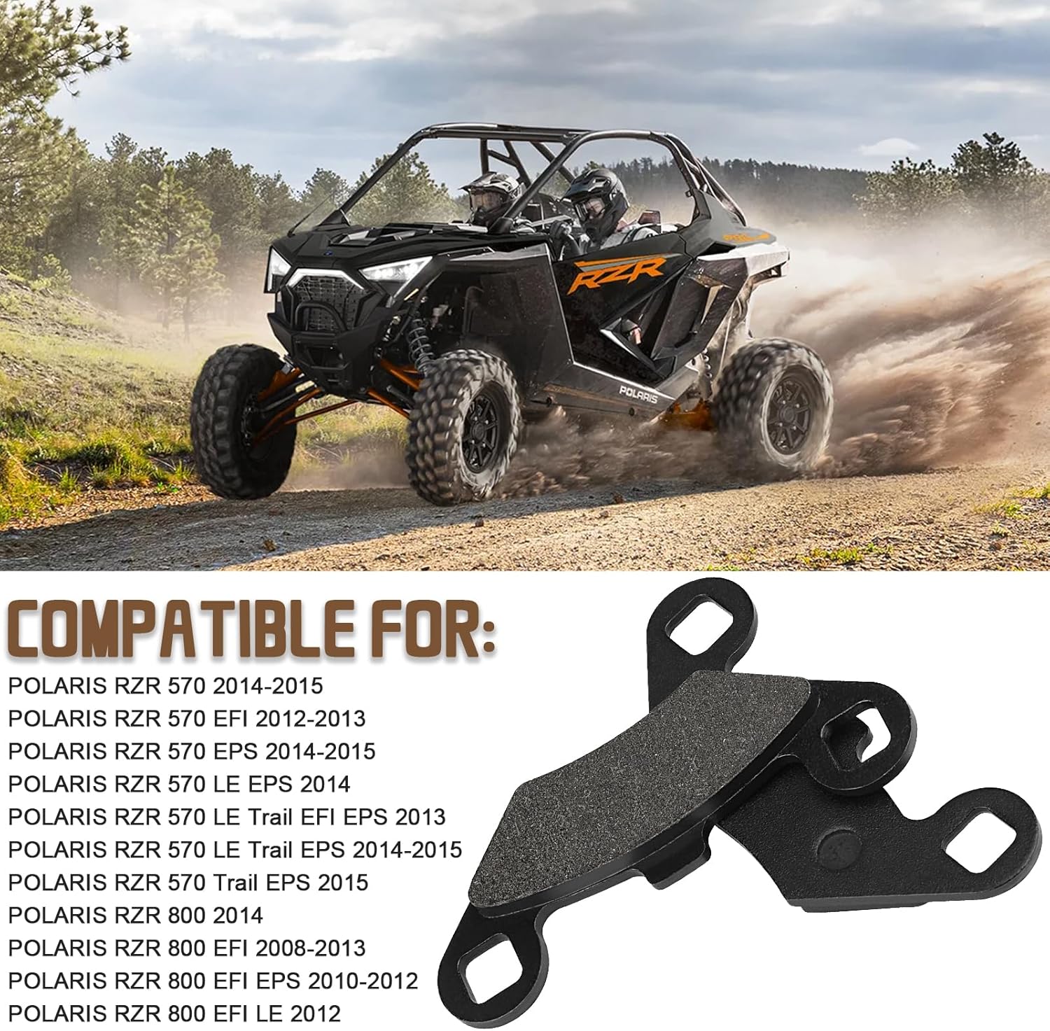 SOLLON Pastillas de freno delanteras y traseras para Polaris RZR 800 2008-2014 RZR S 800 RZR 800S 2009-2014 RZR 570 2012-2015