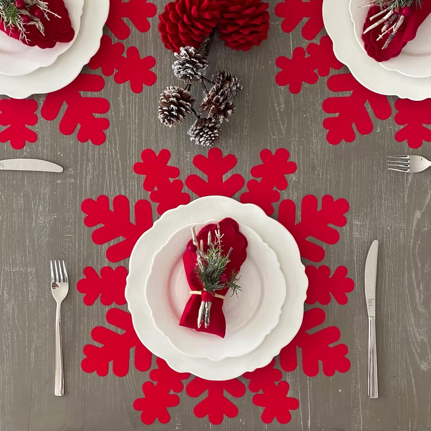 Silvana Papier Manteles individuales de papel troquelado para crear manteles de Navidad. Colección Copo de Nieve. Desechables Paquete de 12 unidades