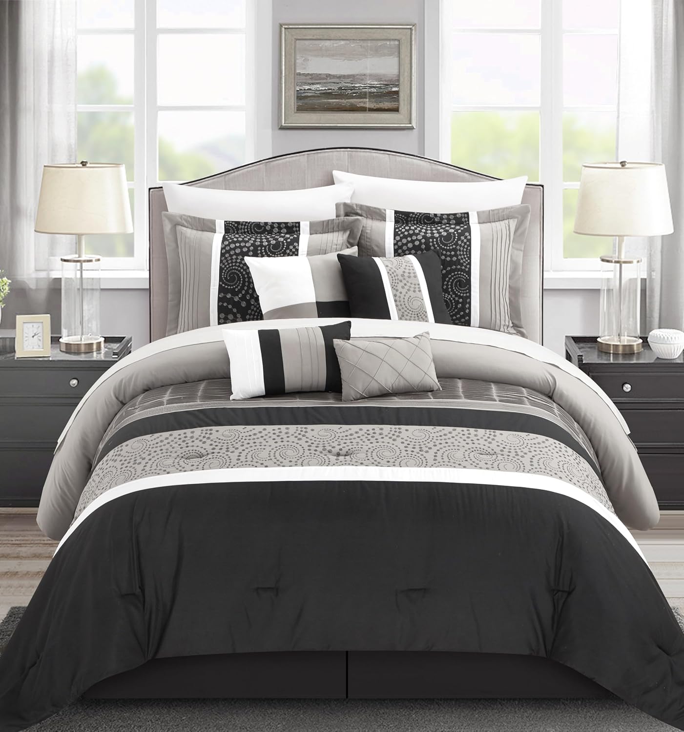 Chic Home Euphoria – Juego de cama (8 unidades), color negro