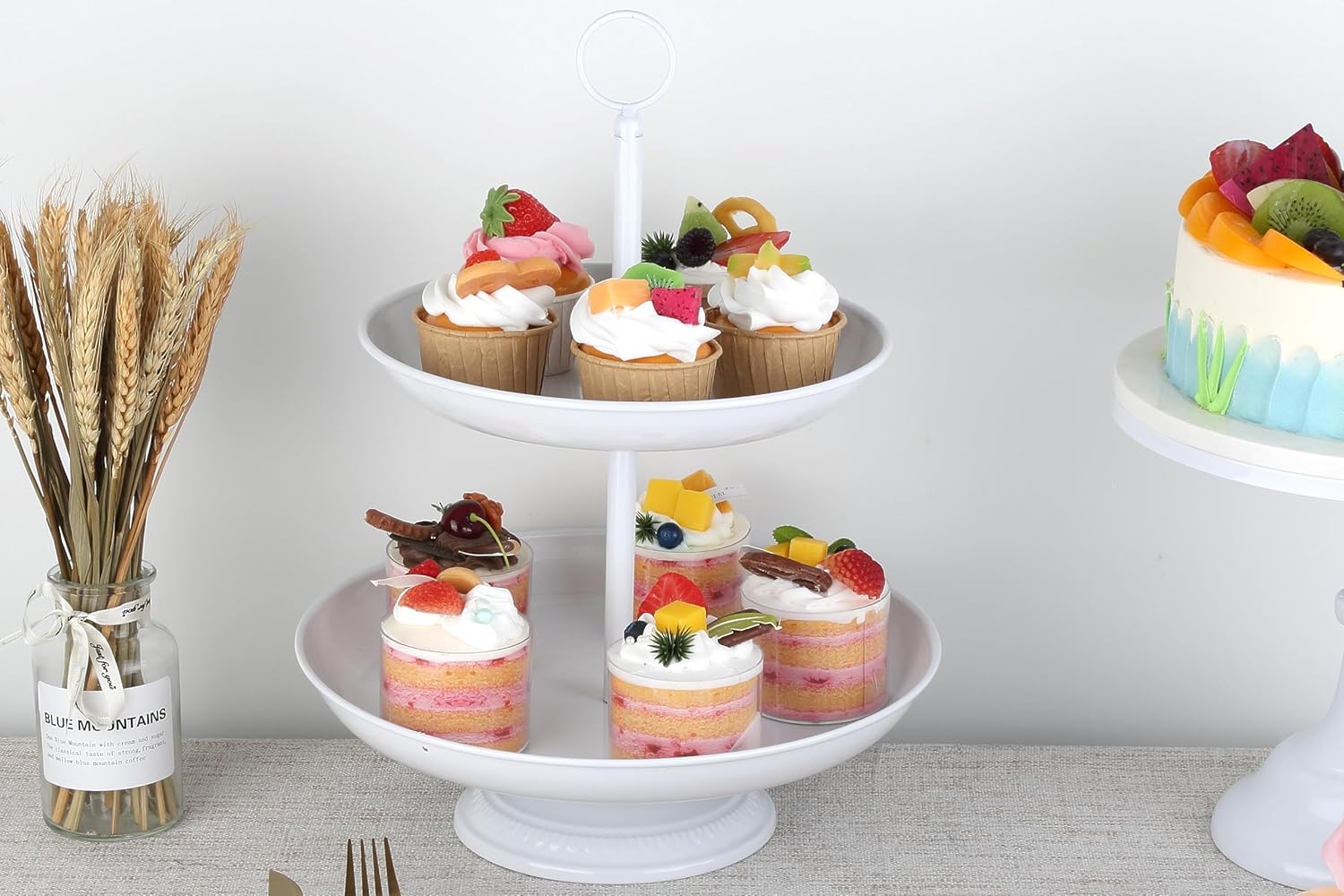 Juego de 6 soportes de metal para tartas para mesa de postre, juego de soporte para tartas y bandejas de mesa de postres y soporte escalonado para