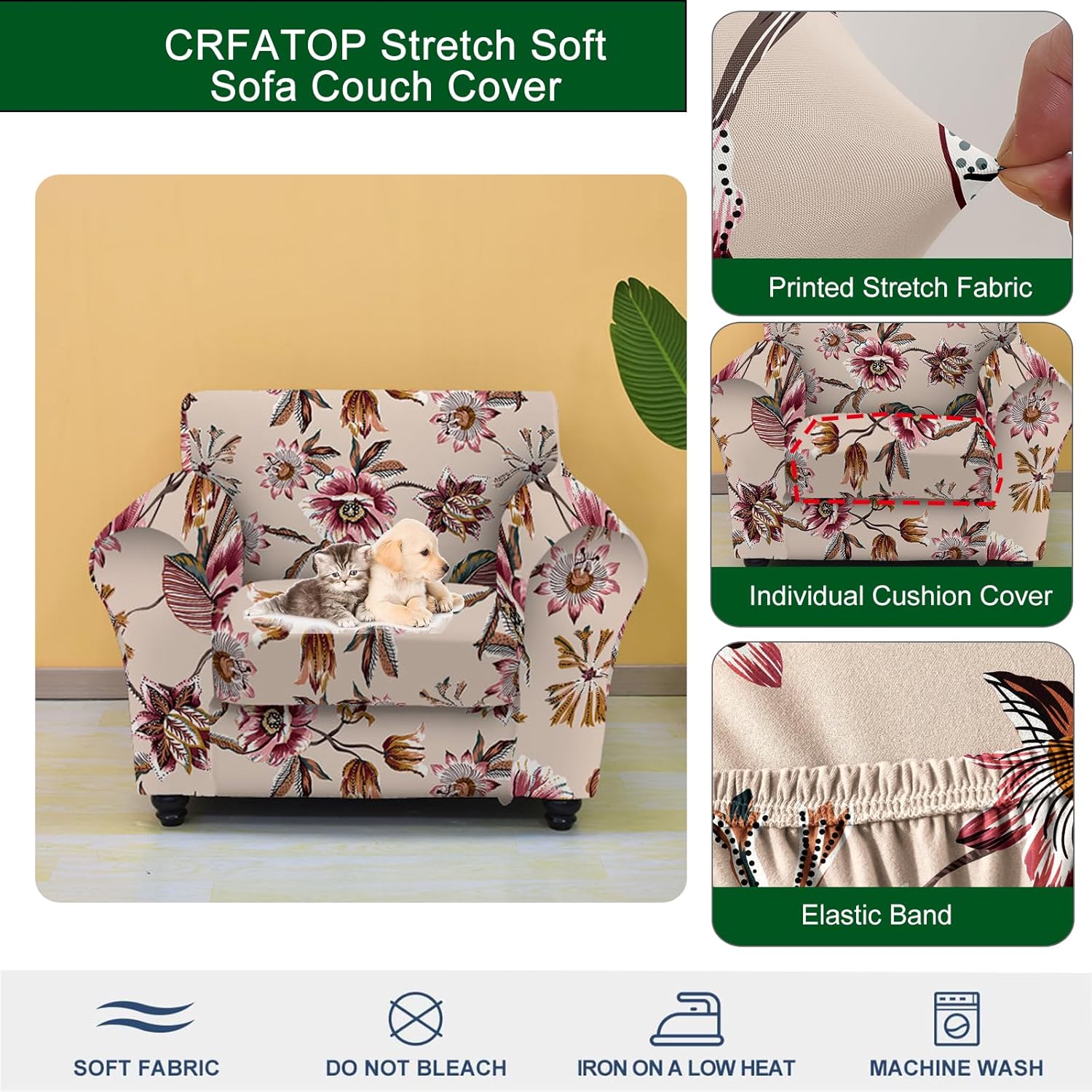 CRFATOP Fundas para sillas de sala de estar, fundas elásticas para sillón, fundas de sofá para sofá separadas, fundas de sofá lavables, protectores
