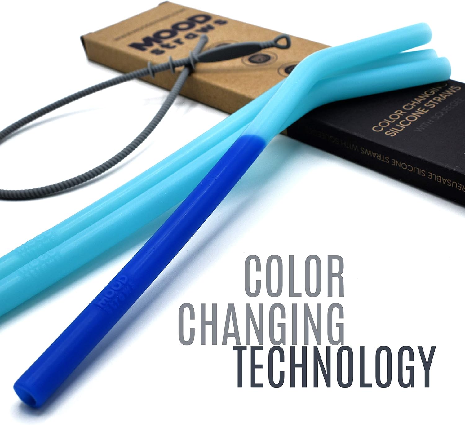 Pajitas reutilizables de silicona, cambio de color, además de limpiacristales. Ecológico y libre de BPA. Flexible e ideal para vasosYETI y niños.