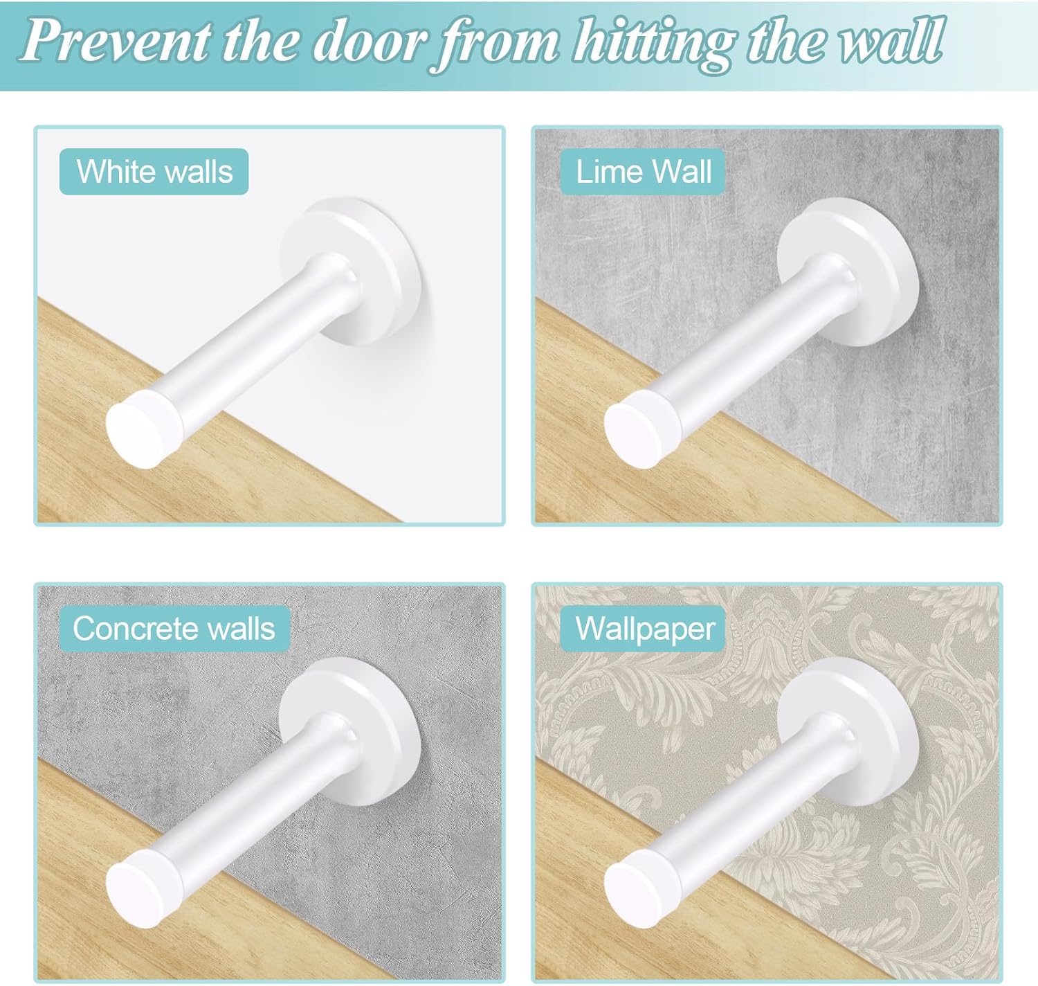 Topes de puerta blancos de 3.5 pulgadas, topes de puerta modernos de acero inoxidable con puntas de parachoques de puerta amortiguadoras de sonido,