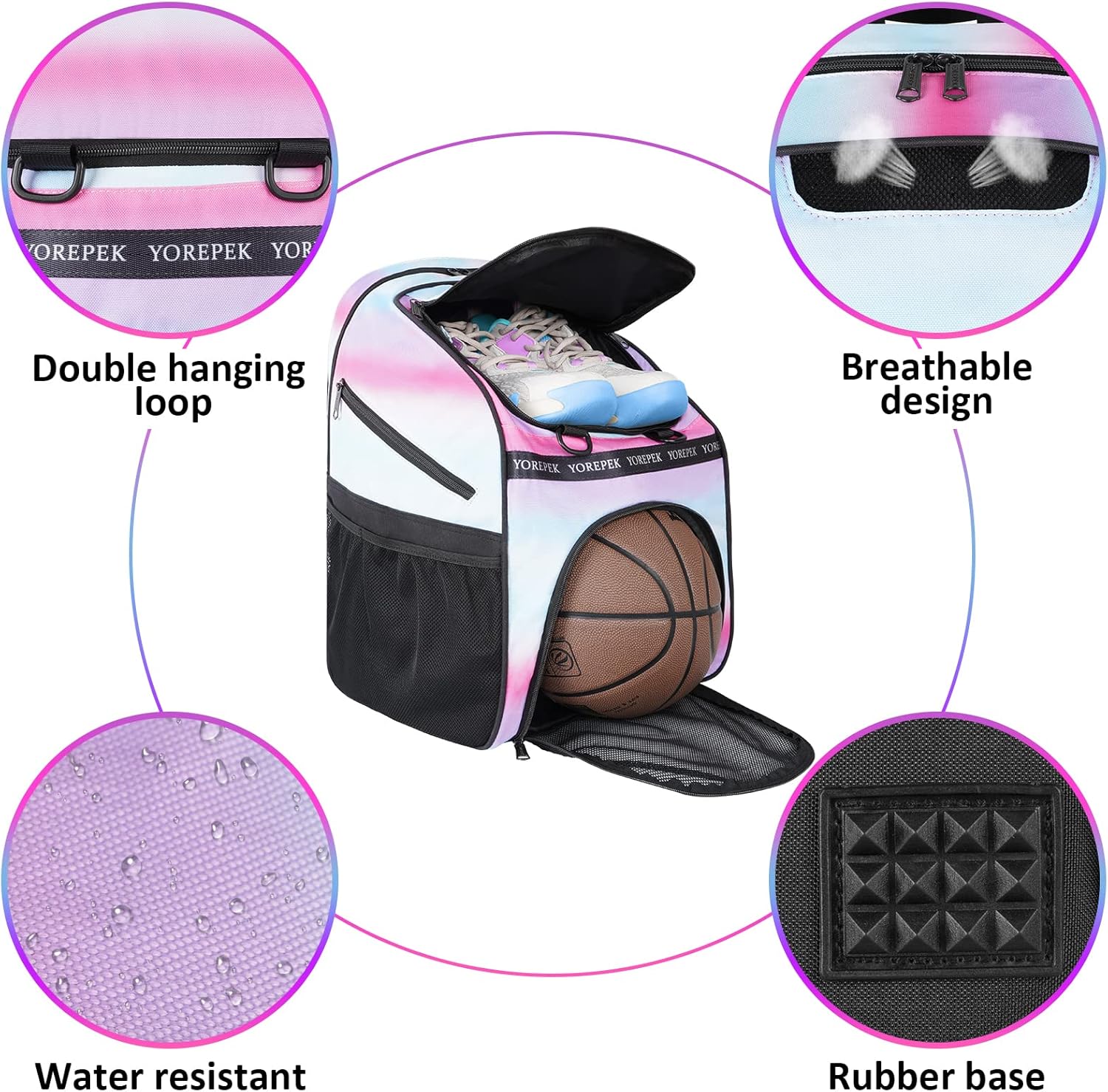 YOREPEK Bolsa de baloncesto, mochila de baloncesto grande con compartimento para zapatos y soporte para pelotas para hija e hijo, bolsa de fútbol