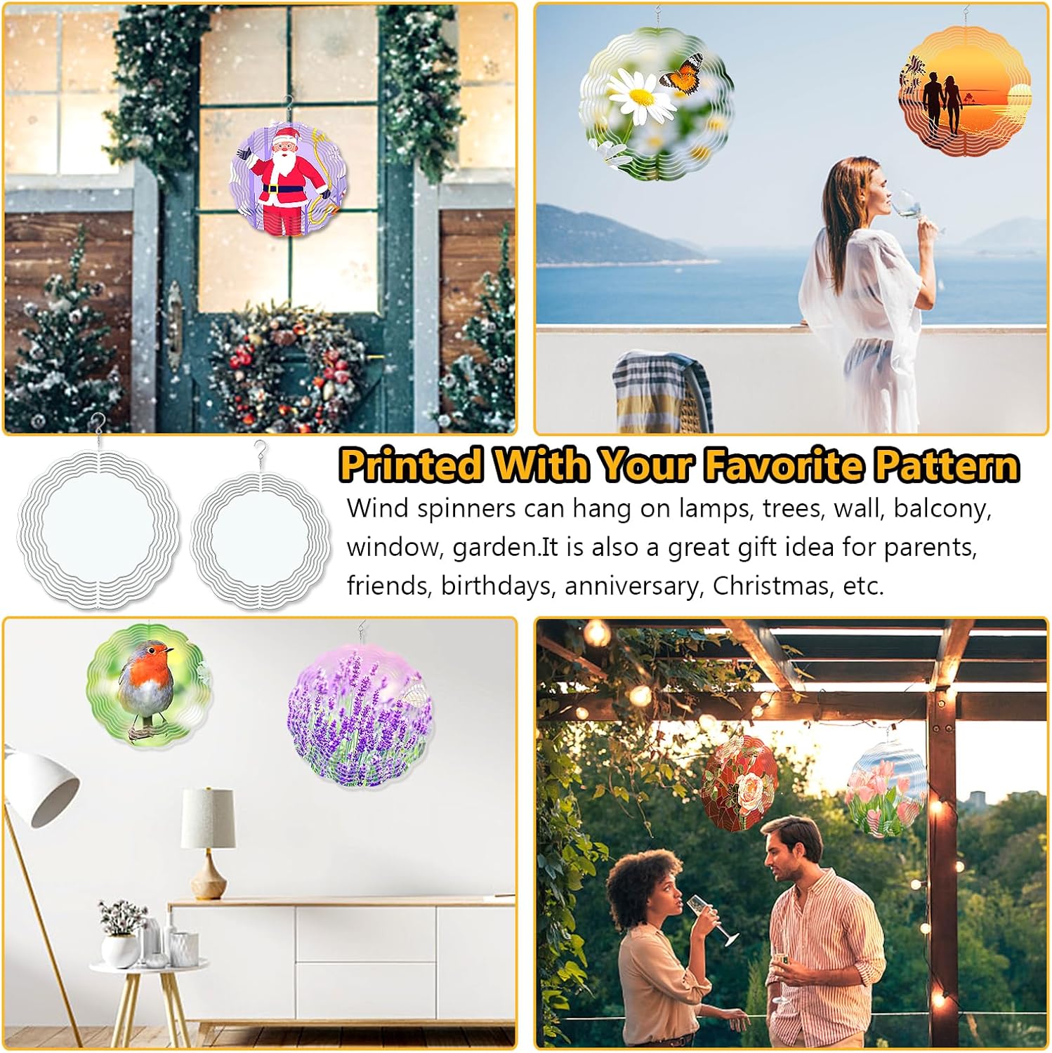 Paquete de 6 unidades de 8 pulgadas 10 pulgadas de sublimación de viento en blanco, de aluminio doble sublimación en blanco, espacios en blanco de