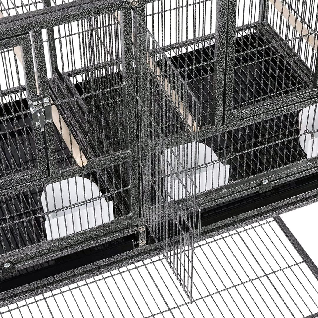 Doble centro apilable con puertas laterales divididas, caja de anidación para criador, cría de pájaros, jaula doble rodante para aviarios, canarios,