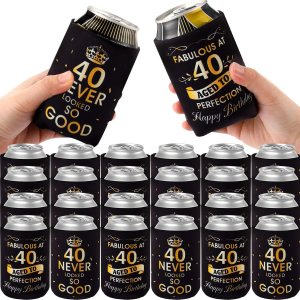 24 piezas de fabulosas decoraciones de cumpleaños 40 para fiestas de cumpleaños de 40 cumpleaños, fundas enfriadoras de latas de bebidas nunca se 24 piezas de fabulosas decoraciones de cumpleaños 40 para fiestas de cumpleaños de 40 cumpleaños, fundas enfriadoras de latas de bebidas nunca se