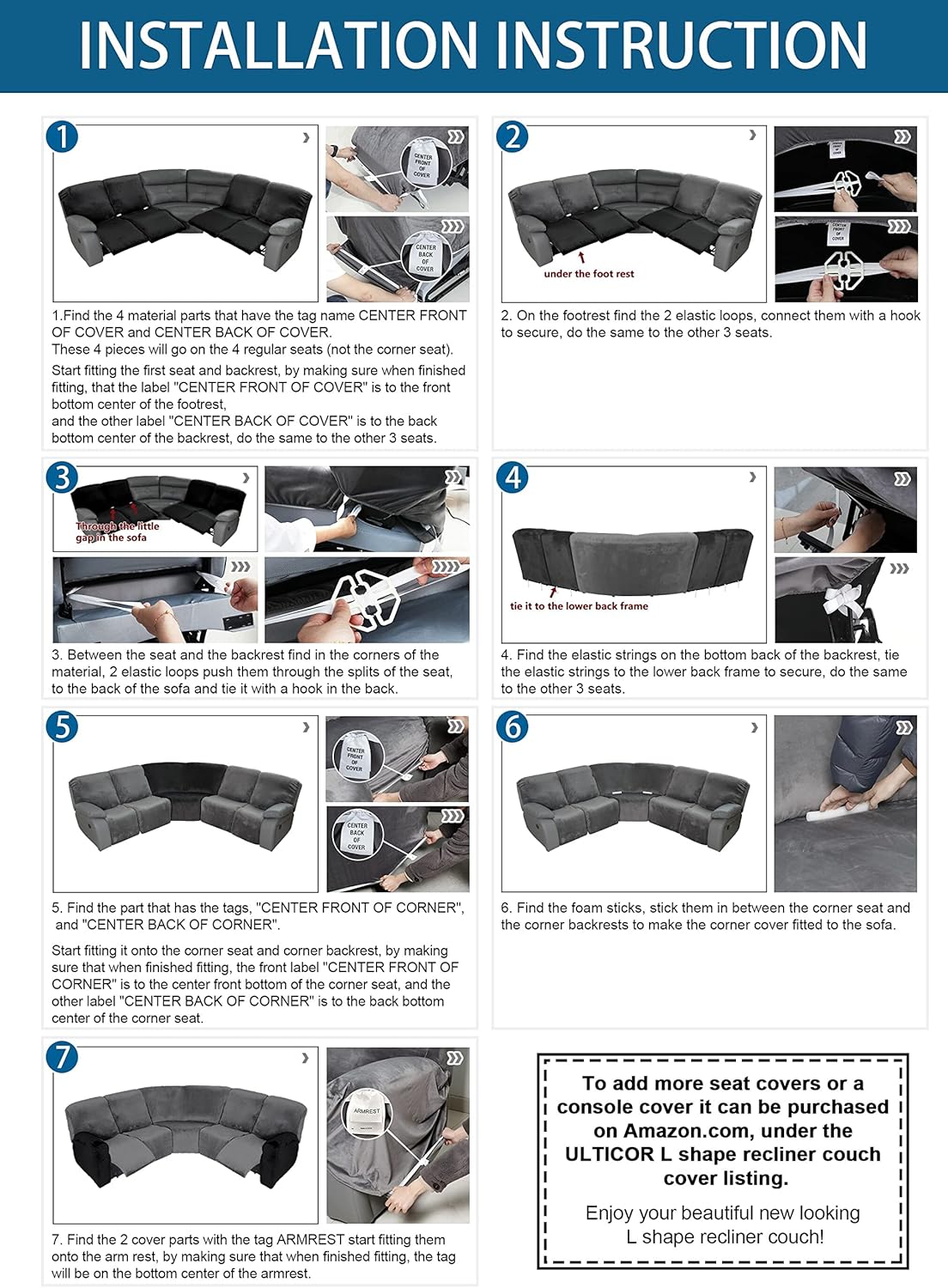 Fundas para sofá reclinable seccional de 5 asientos, 4 plazas y 1 asiento esquinero, funda elástica para sofá reclinable reclinable en forma de L,
