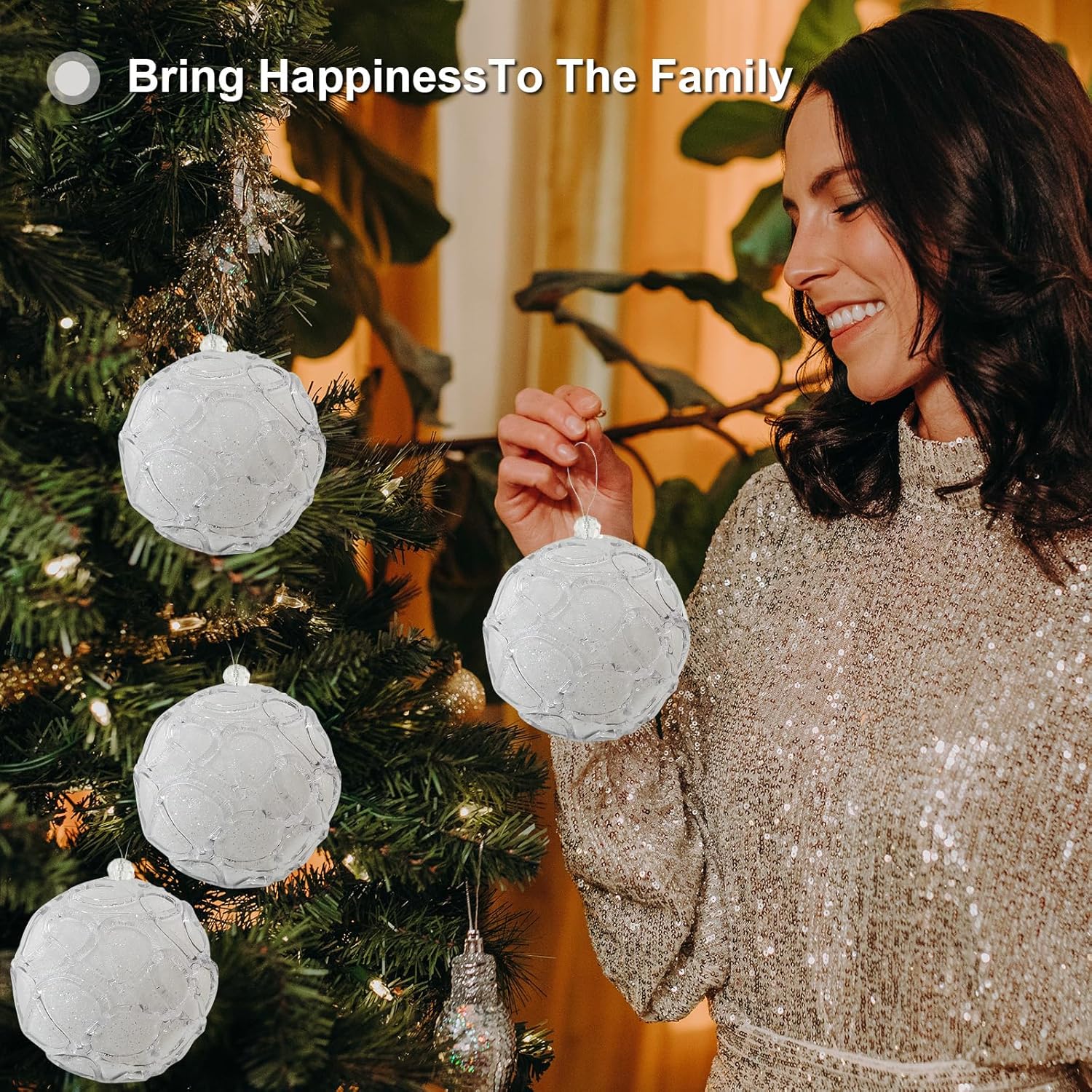ZHANYIGY Adornos de bola de Navidad de 4.25 pulgadas, juego de 4 piezas de decoración de Navidad blancas, bolas de árbol para árboles de Navidad,