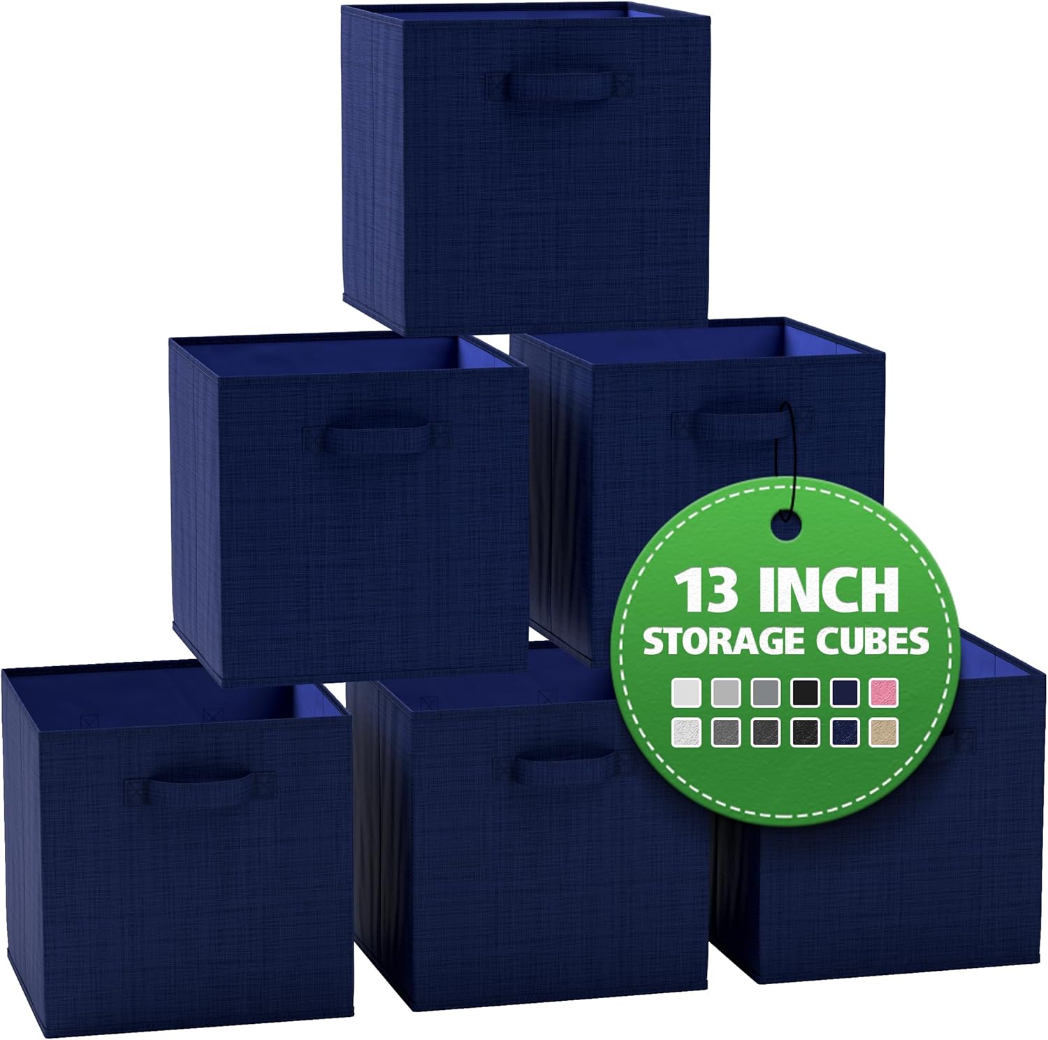 NEATERIZE – Cubos de almacenamiento grandes de 13 x 13 pulgadas, juego de 6 cubos de almacenamiento Cubos de almacenamiento con asas dobles,