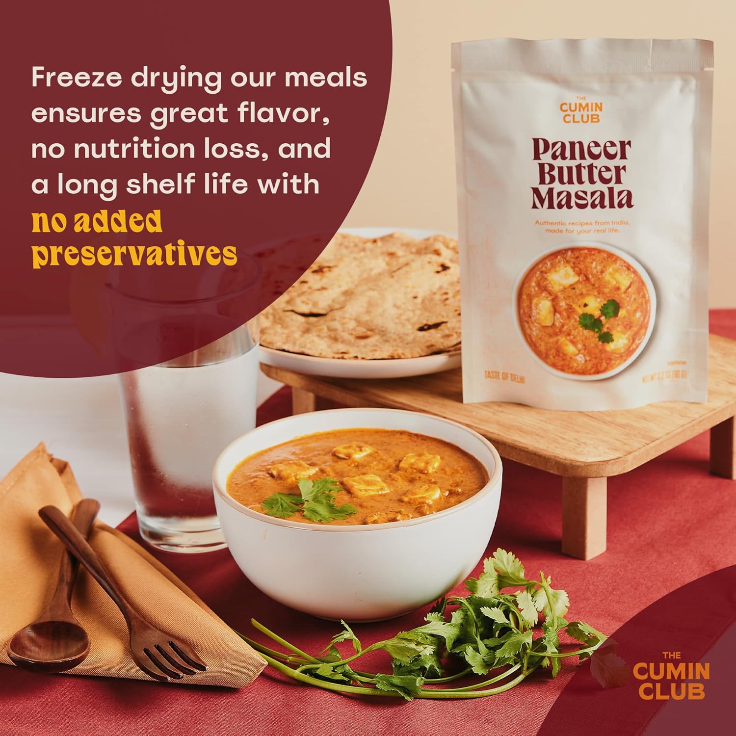 The Cumin Club Paneer Butter Masala – Paquete de curry instantáneo + lados de arroz, comidas vegetarianas listas para comer (paquete de 5 masala de