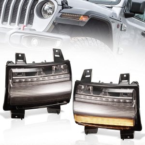 BUNKER INDUST JL Fender Flares Lights, LED intermitente secuencial intermitente con DRL compatible para Jeep Wrangler 2018 2019 2020 Sahara Rubicon BUNKER INDUST JL Fender Flares Lights, LED intermitente secuencial intermitente con DRL compatible para Jeep Wrangler 2018 2019 2020 Sahara Rubicon
