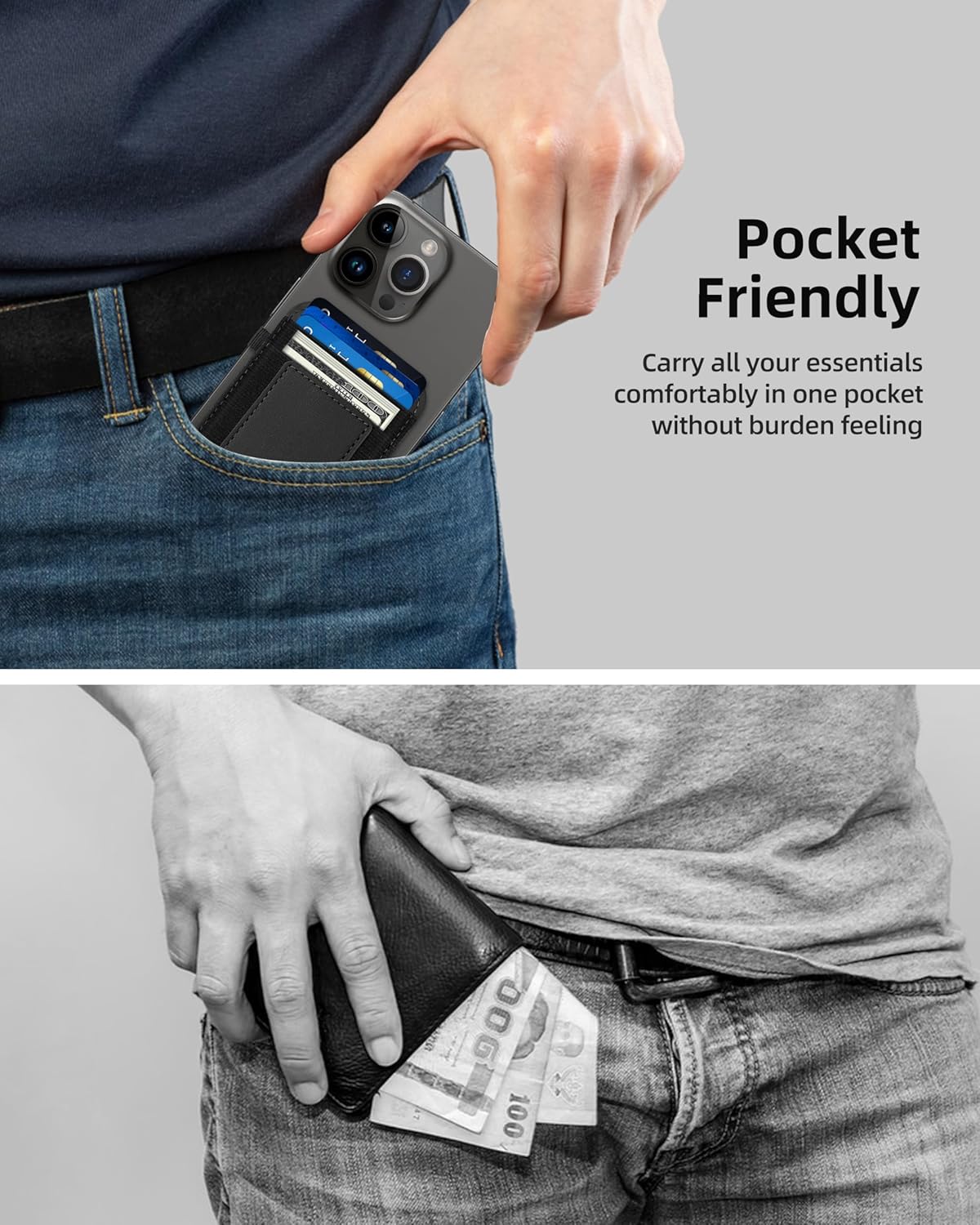 Magsafe Wallet, cartera magnética más fuerte para iPhone serie 1615141312, para tarjetero Magsafe con 2 ranuras para tarjetas, bloqueo RFID, cuero