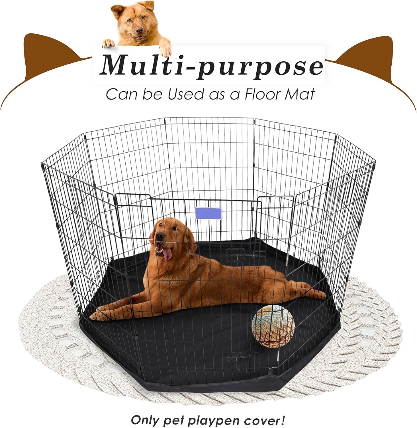 HiCaptain Cubierta superior para corralito de mascotas para uso en interiores y exteriores, a prueba de escapes y protector de parasol para corrales