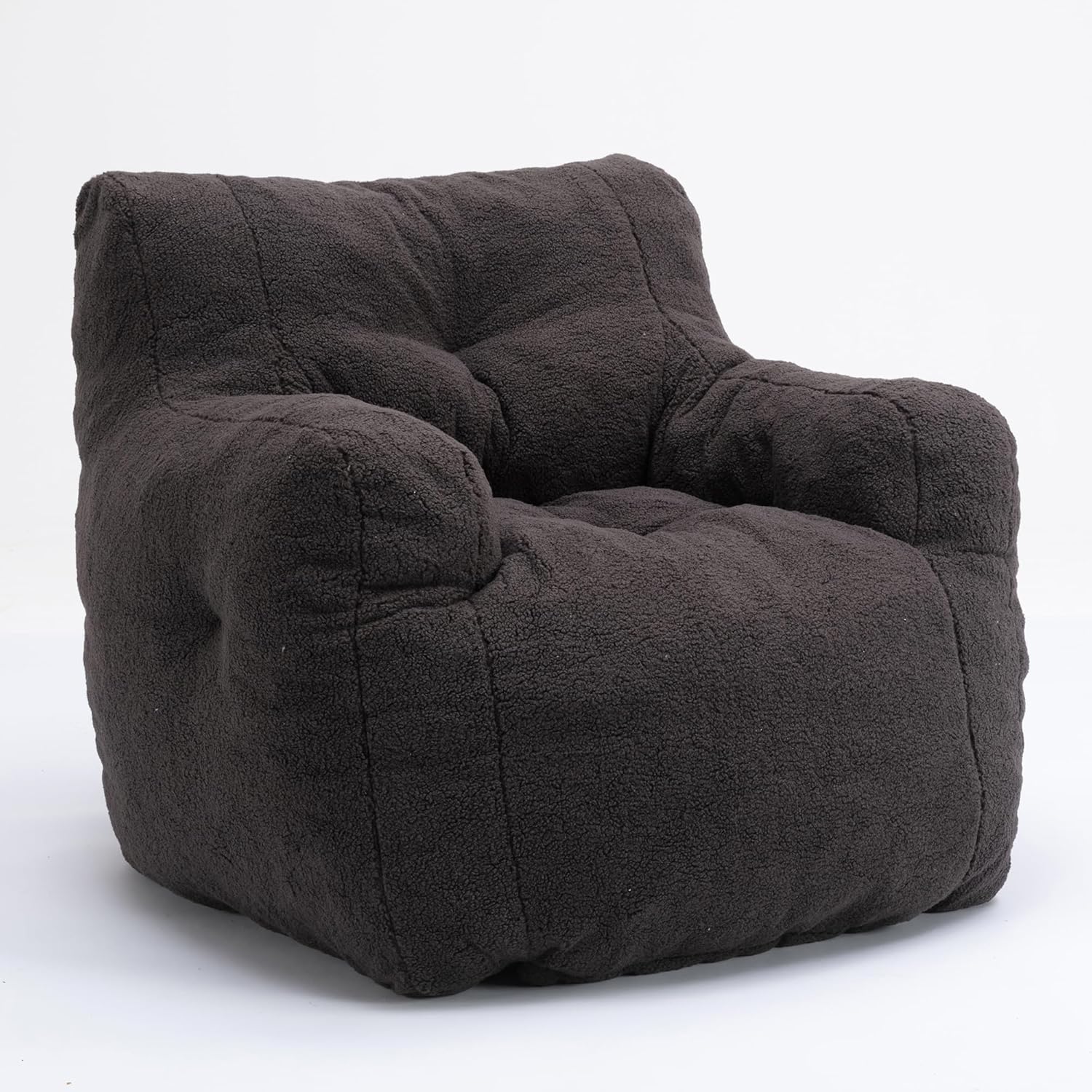 Hommoo Puf grande para adultos con reposabrazos, cómodo puf con relleno de espuma, esponjoso, tela de peluche suave, puf copetudo para dormitorio,