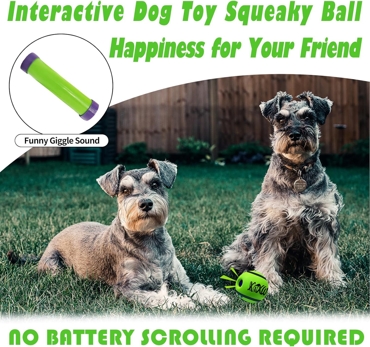 XXRXW Pelota de risita pequeña de 2.75 pulgadas para perros, suministros interactivos chirriantes para mascotas, juguetes divertidos para