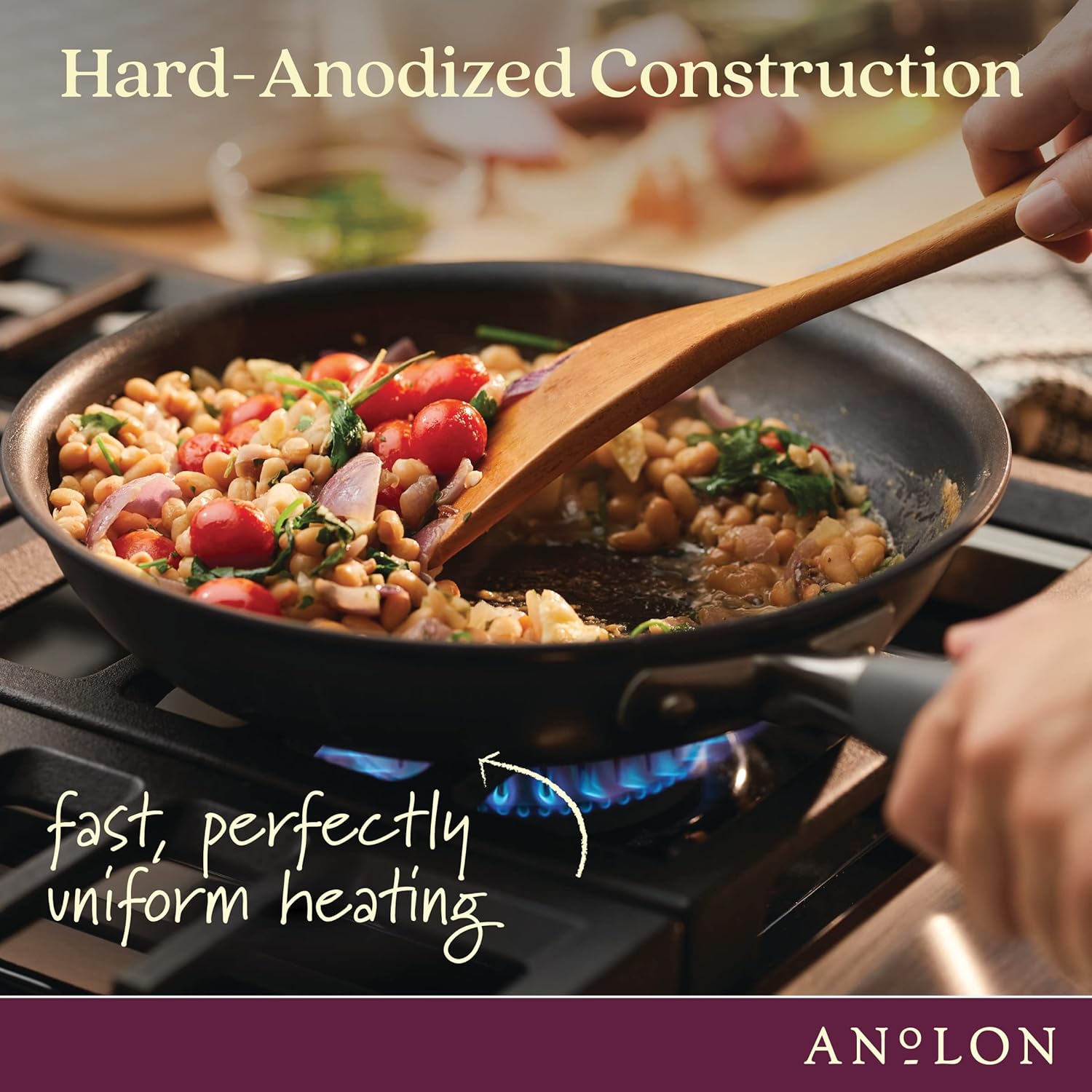 Anolon Advanced Home – Olla ancha antiadherente anodizada dura (7.5 cuartos de galón, piedra lunar)