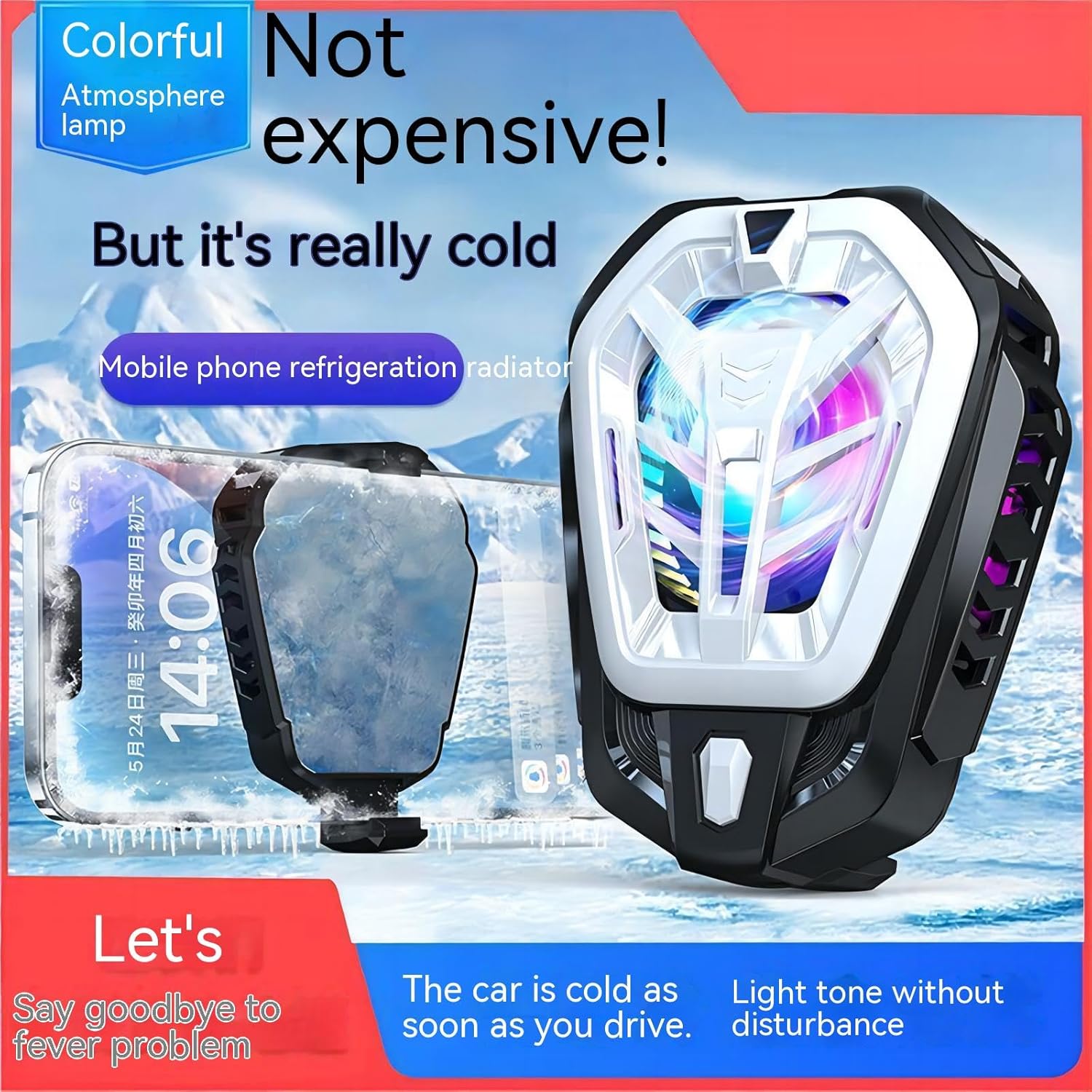 Enfriador de teléfono móvil, disipador de calor, negro, dispositivo de enfriamiento móvil compatible con teléfonos inteligentes de 2.6-3.27