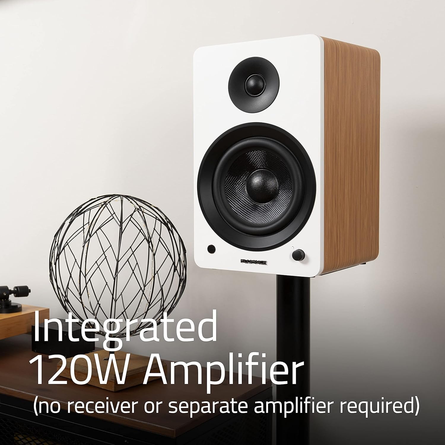 Fluance Reference RT85N HiFi Vinyl Turntable (Natural Walnut), PA10 Phono Preamp, Ai61 Powered 6.5″ Bookshelf Speakers (White Walnut), Nagaoka