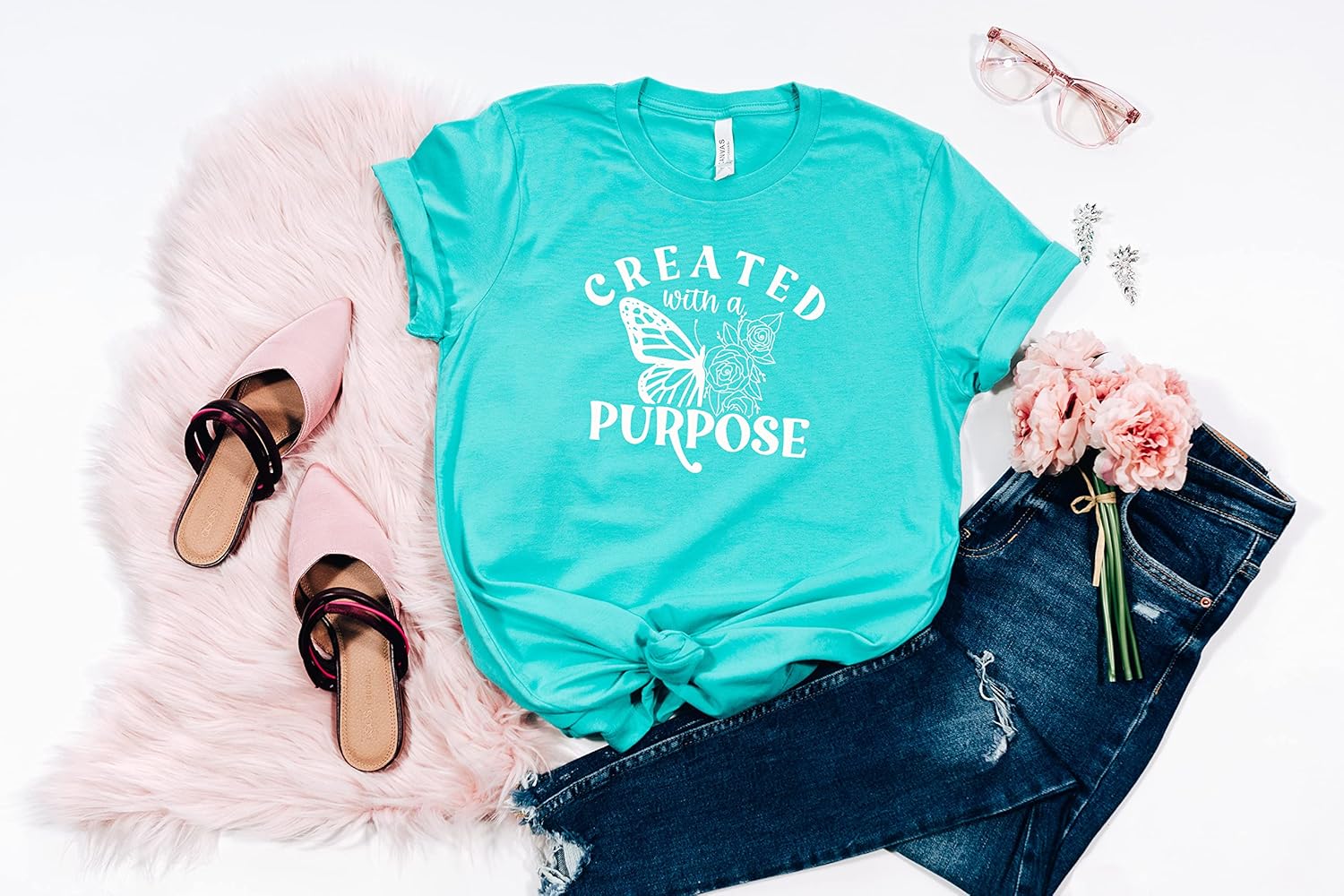 Created with A Purpose, Faith Shirt, Christian shirt, Spiritual personalized gift, Scripture Shirts For Women, Be Kind Graphic Tee