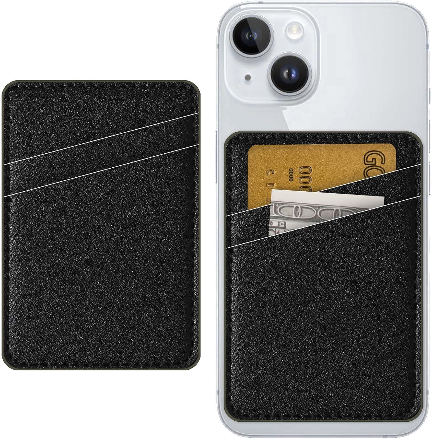 Cartera de cuero para teléfono con tarjetero para teléfono, adhesivo para teléfono con adhesivo, elegante funda para tarjetas de crédito, adecuado