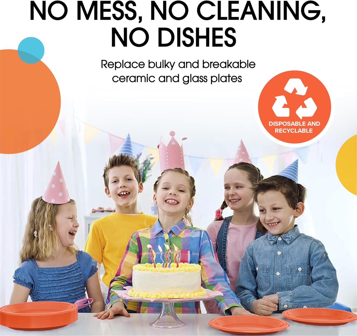 Bandejas desechables de plástico para postre y ensalada, color liso, 100 unidades