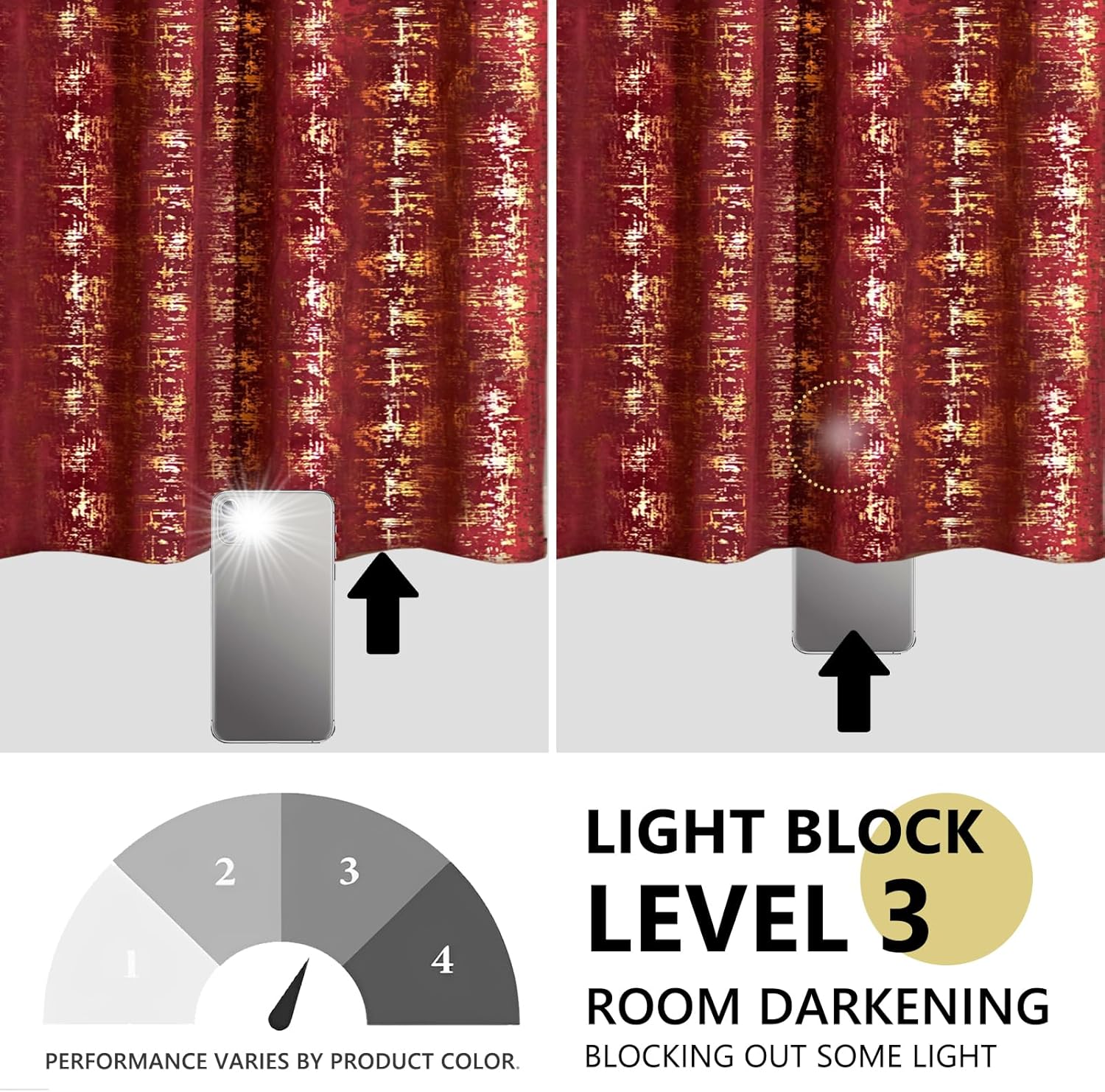 Tititex Cortinas opacas de terciopelo rojo dorado de 84 pulgadas de largo, juego de 2 paneles para cortinas de ventana de dormitorio, cortinas