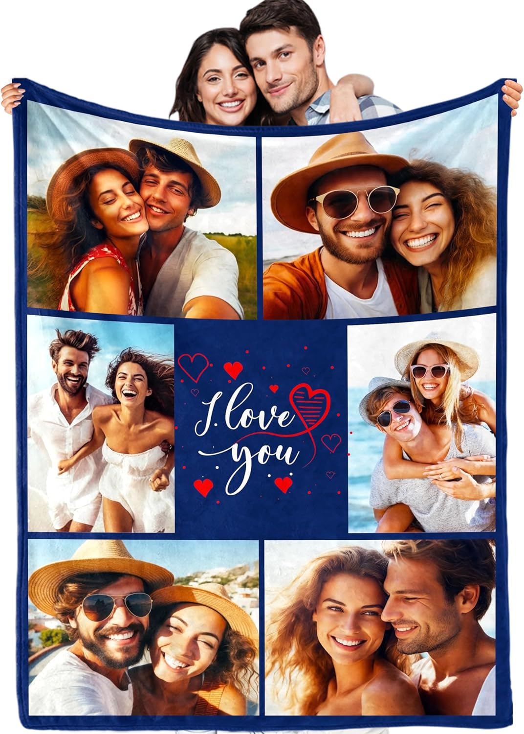 Juantao Manta con texto en inglés “I Love You”, regalos para parejas, manta personalizada con foto personalizada, Navidad, cumpleaños, aniversario,