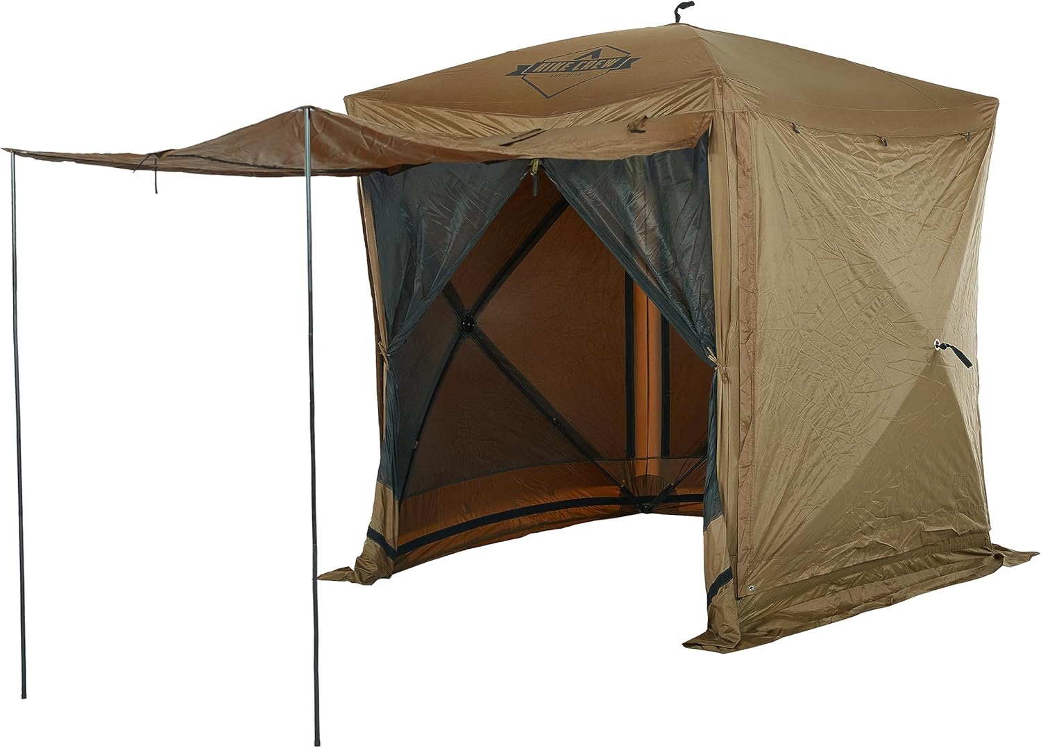 Hike Crew Tienda de campaña de 6 x 6 pies con toldo desplegable para exteriores de 4 lados con paneles de viento con cremallera integrados, toldo